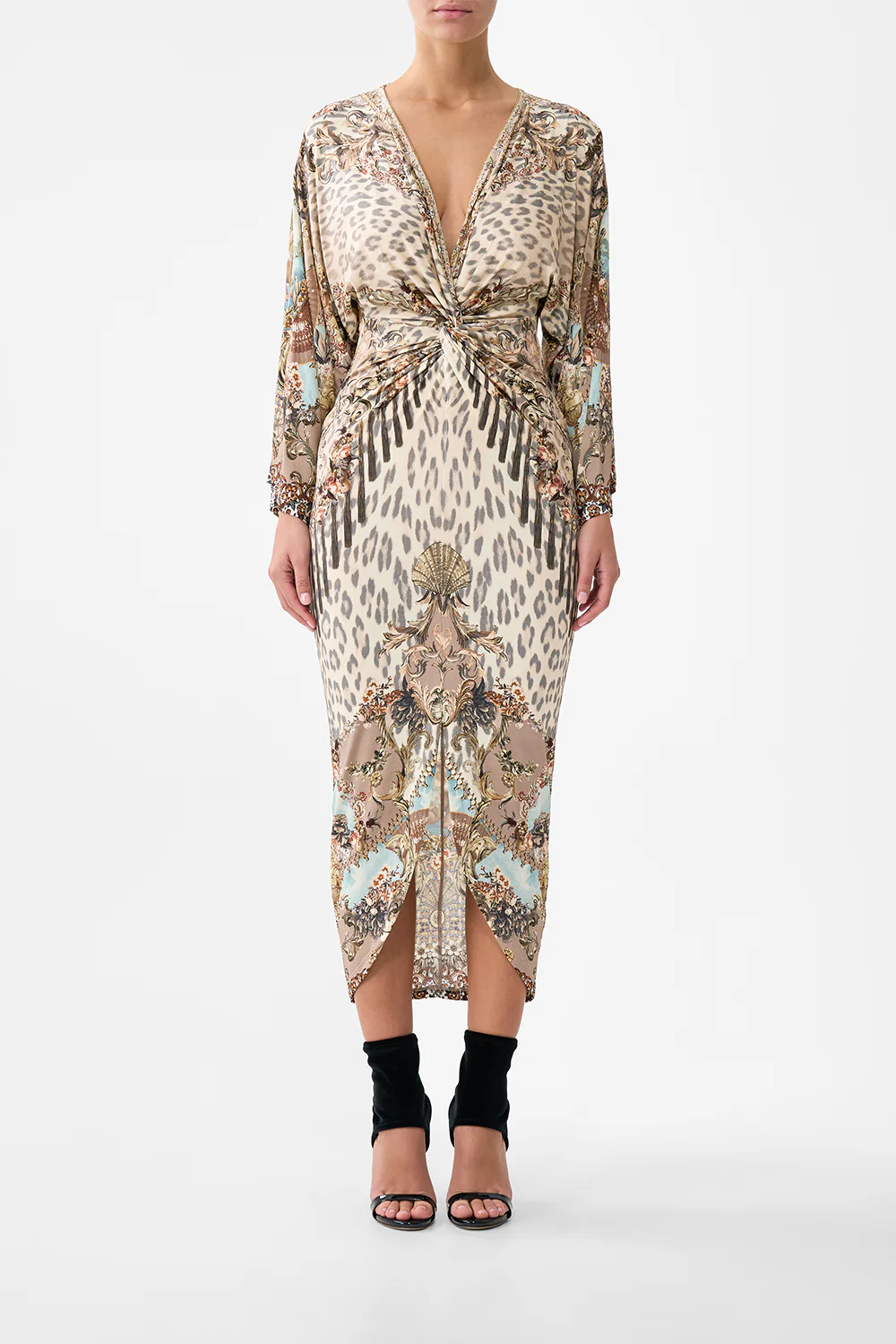 LONG SPLIT FRONT TWIST DRESS ARANJUEZ ANIMALIA