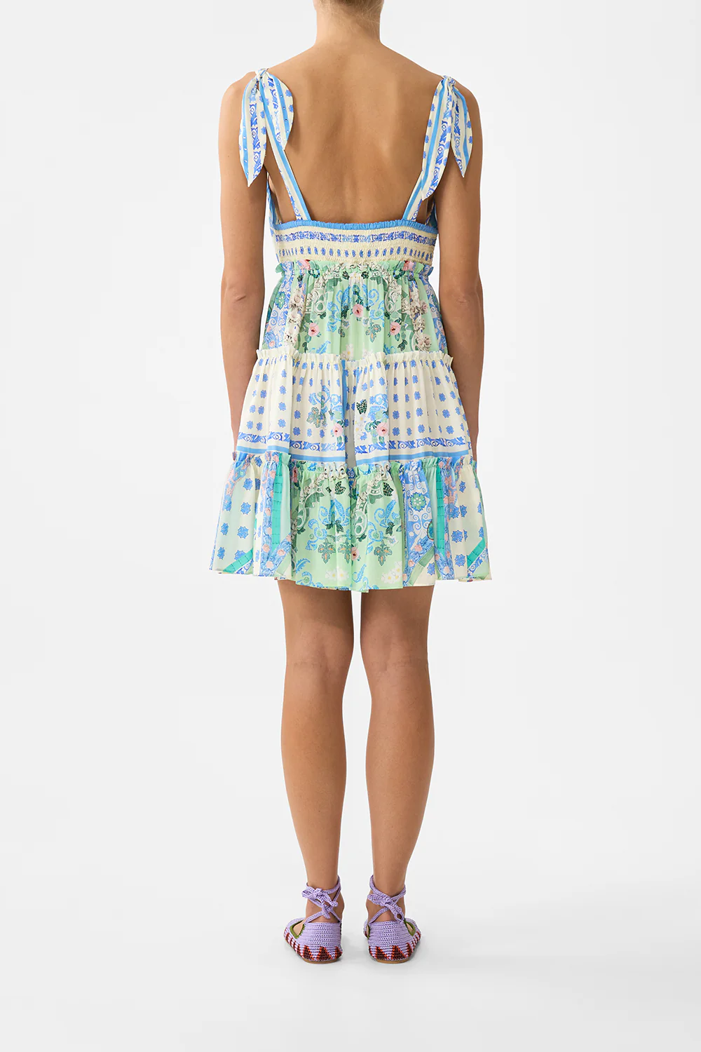 TIERED SHORT DRESS WITH SHOULDER TIES MIDSUMMER MOSAICS - Image 2