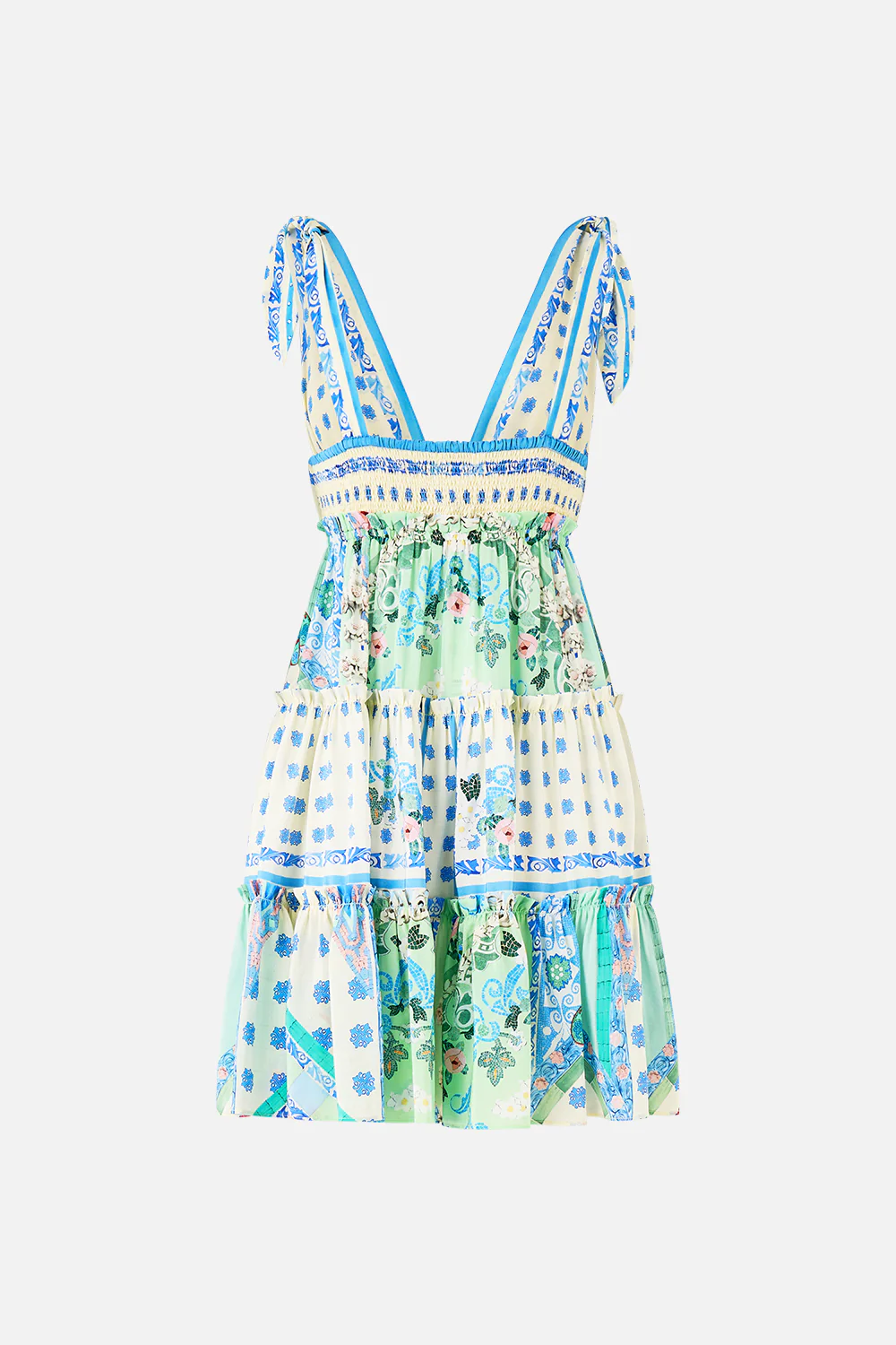 TIERED SHORT DRESS WITH SHOULDER TIES MIDSUMMER MOSAICS - Image 7