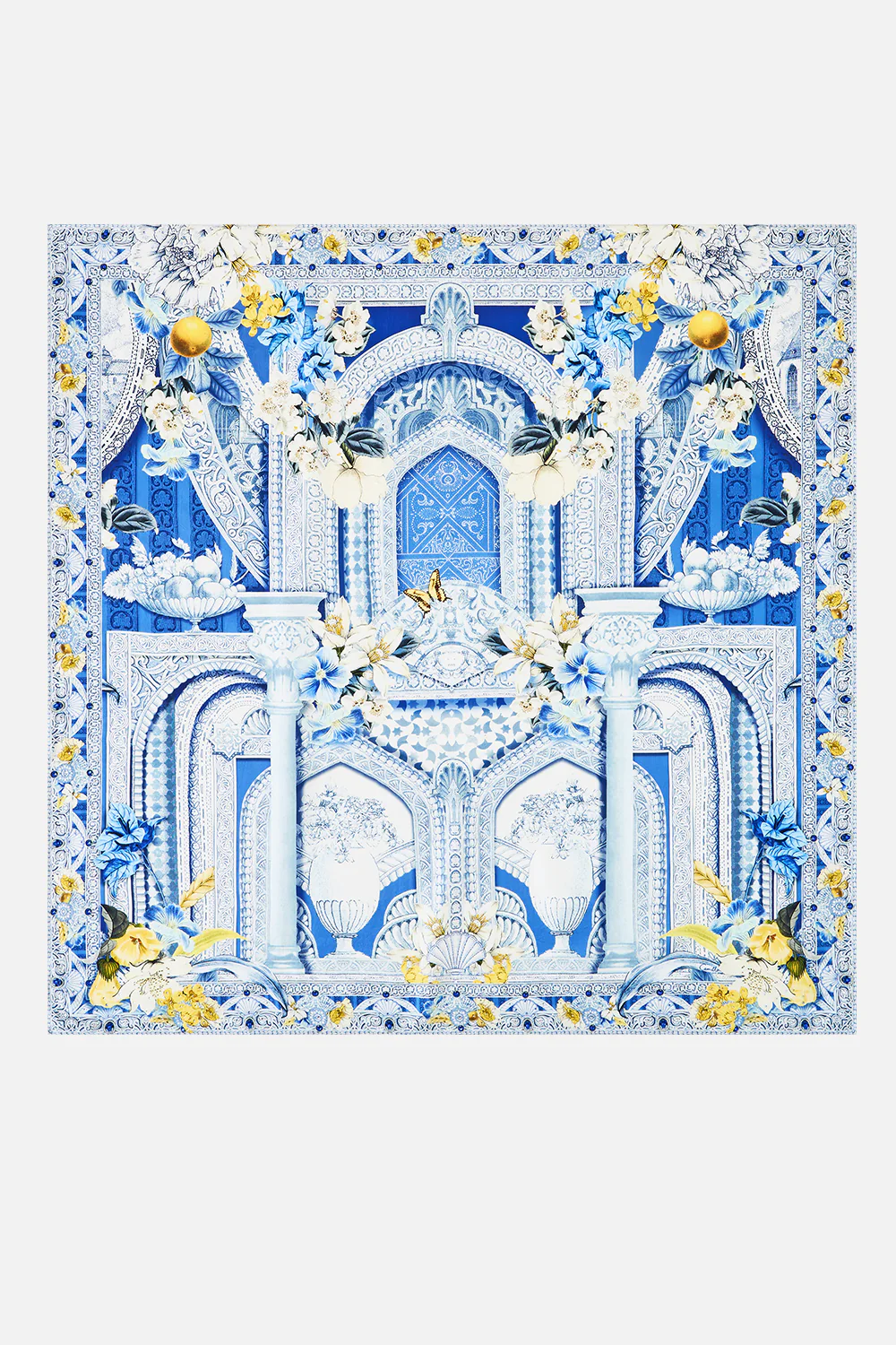 LARGE CRYSTALLED SILK SQUARE SCARF DE NADA GRANADA - Image 2