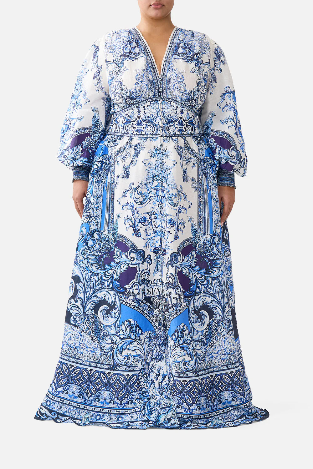 BUTTON DRESS WITH SHAPED WAISTBAND A TILED WONDERLAND - Image 10