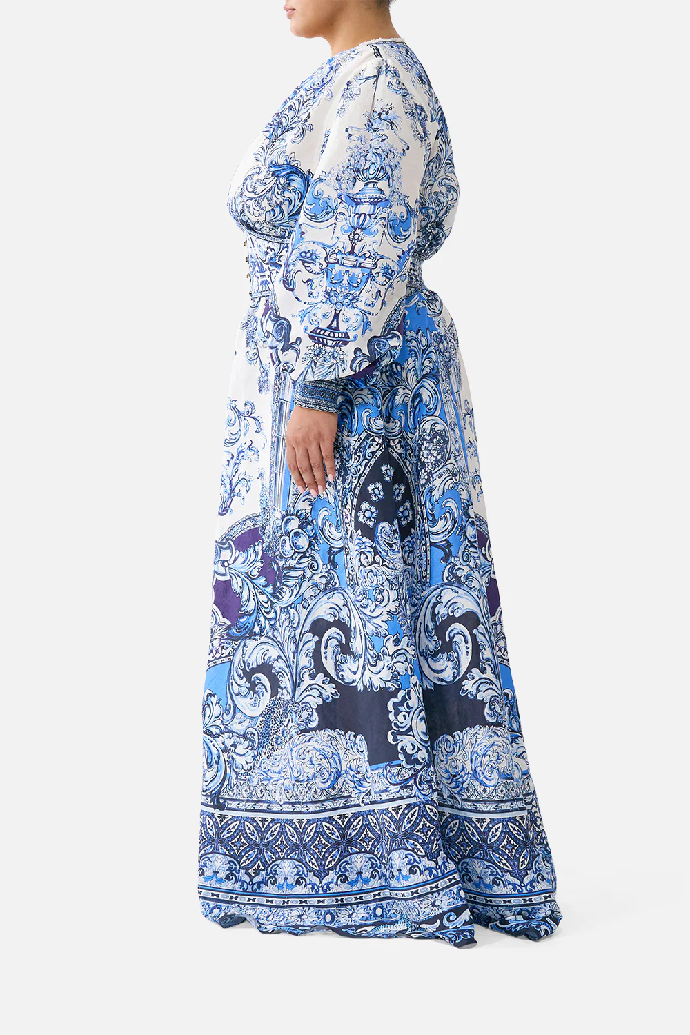 BUTTON DRESS WITH SHAPED WAISTBAND A TILED WONDERLAND - Image 11