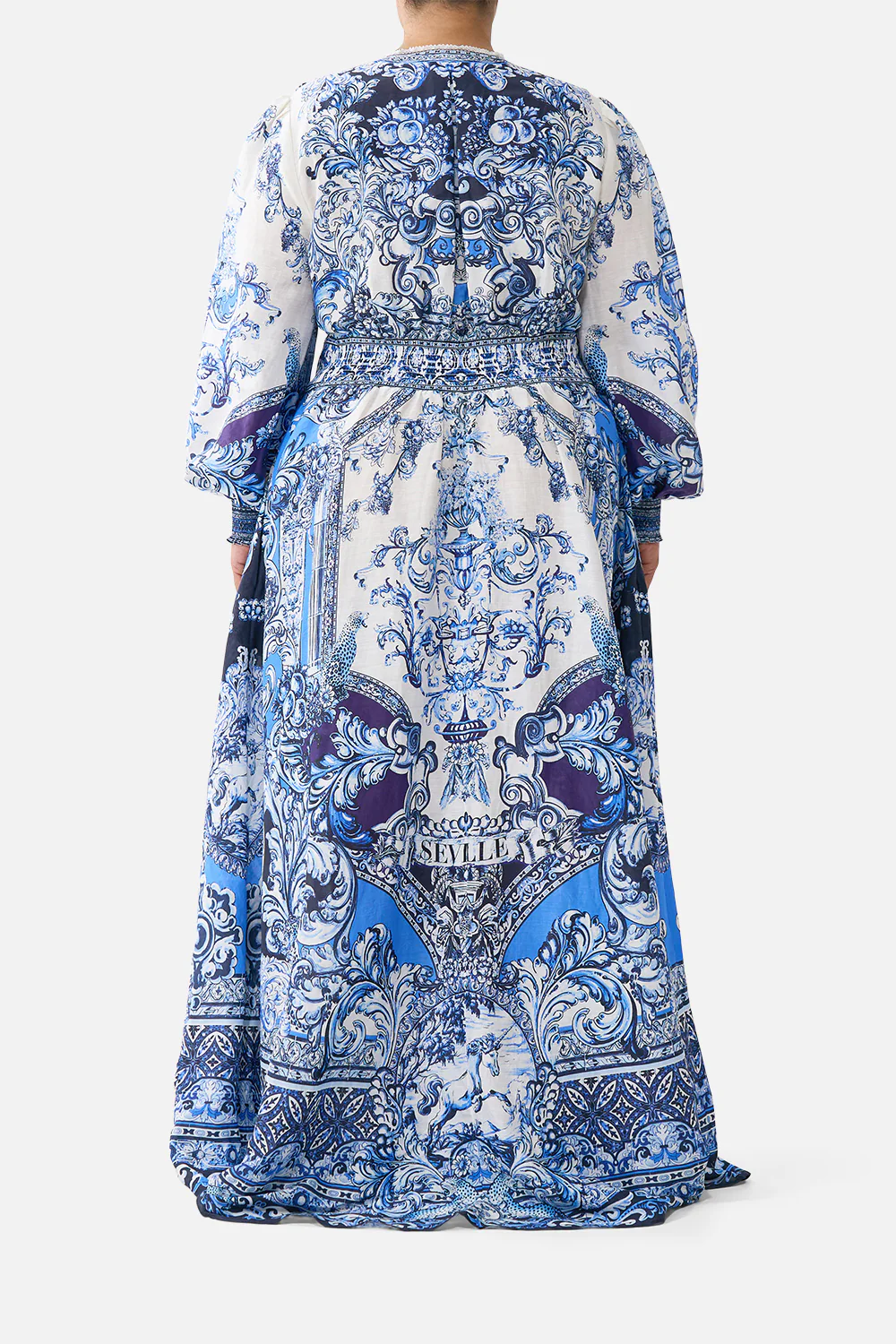 BUTTON DRESS WITH SHAPED WAISTBAND A TILED WONDERLAND - Image 12