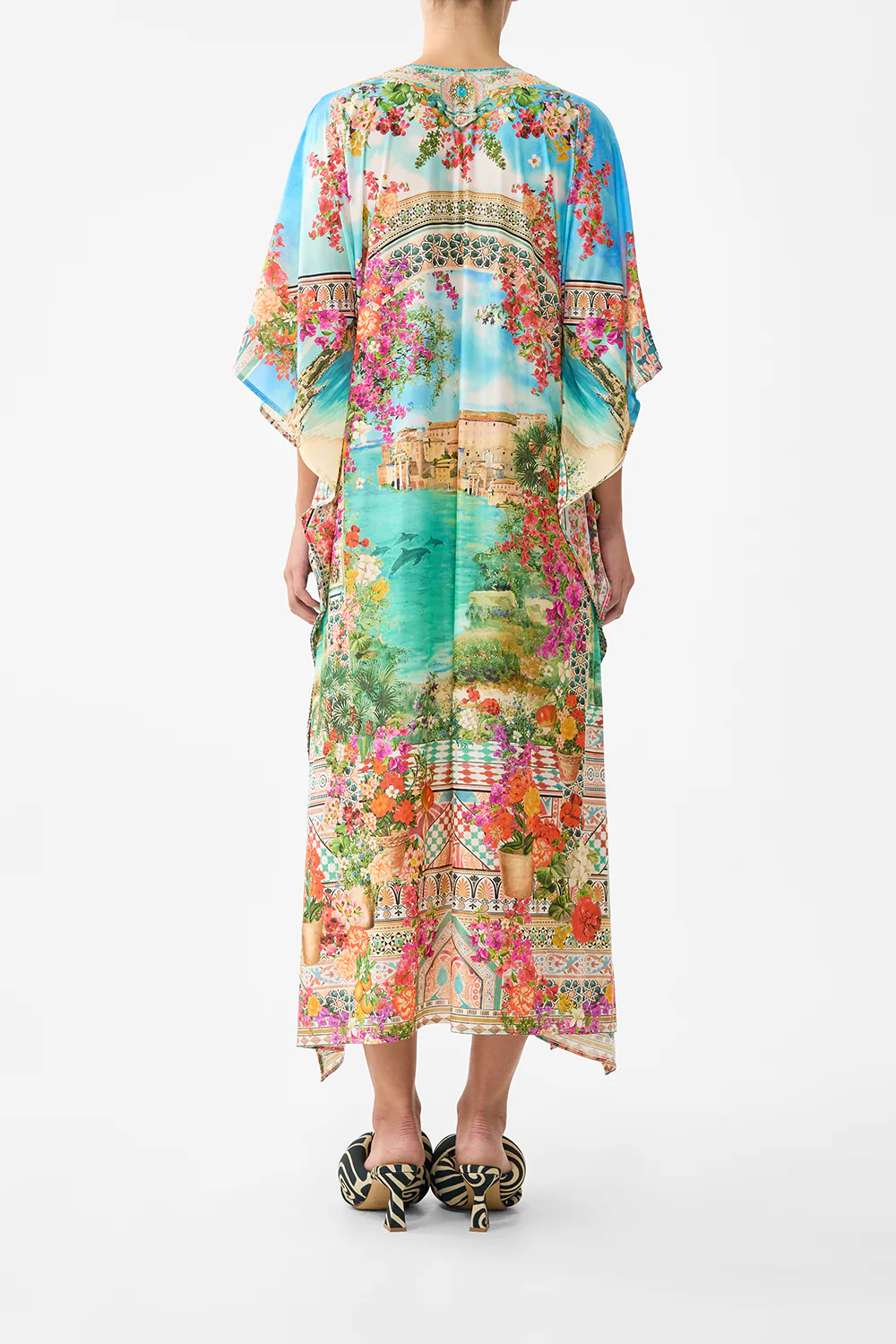 LONG V NECK KAFTAN WITH RING FRONT TRIM MEET ME IN MALLORCA - Image 2