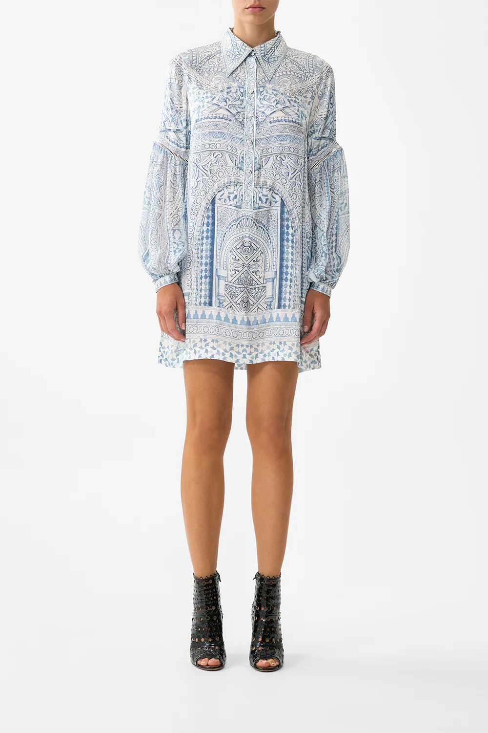 SHIRT DRESS WITH BLOUSON SLEEVE THE HUM OF THE ALHAMBRA