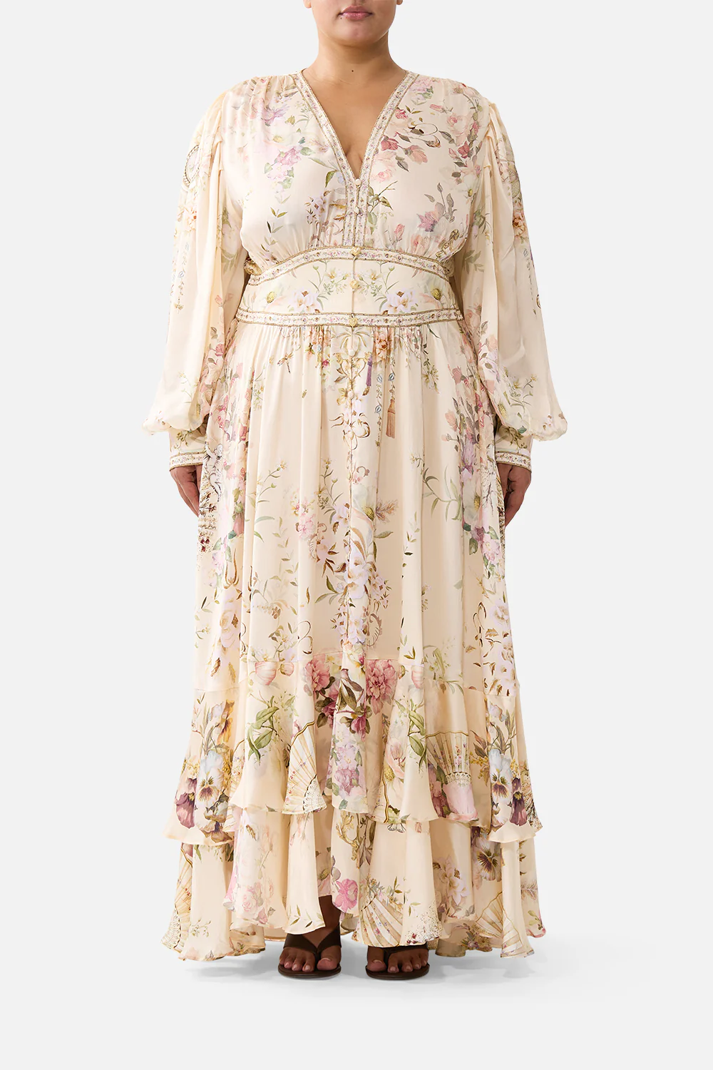 LONG BUTTON FRONT DRESS ADORNED IN ARANJUEZ - Image 12
