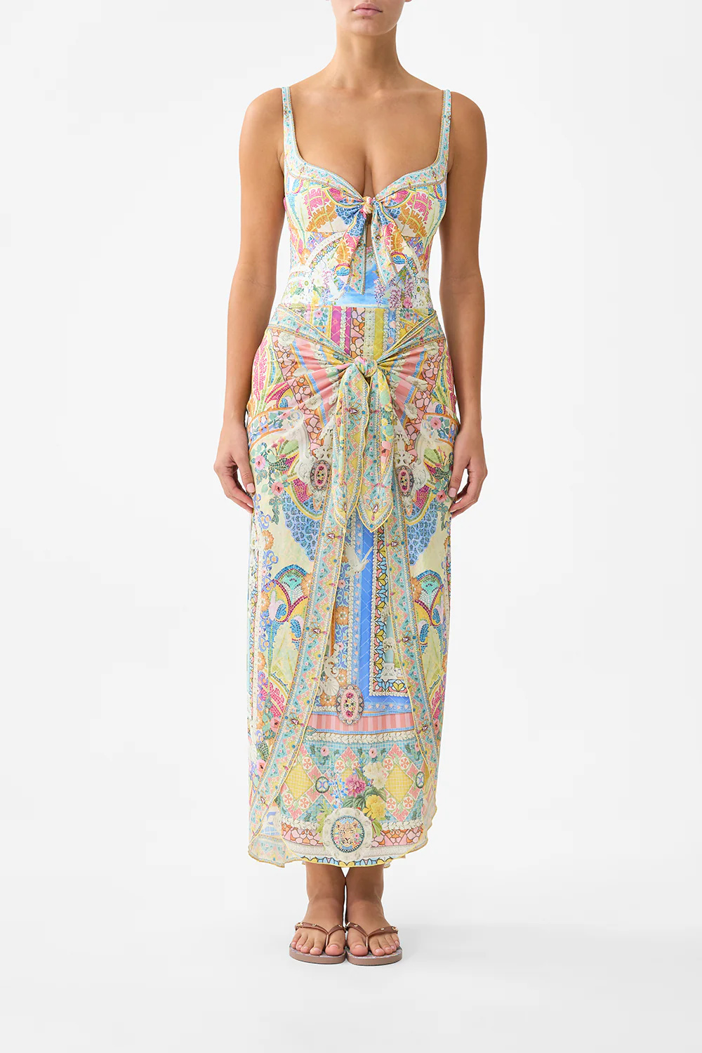 LAYERED LONG SARONG SKIRT WITH TIE FRONT NAVÀS NOUVEAU