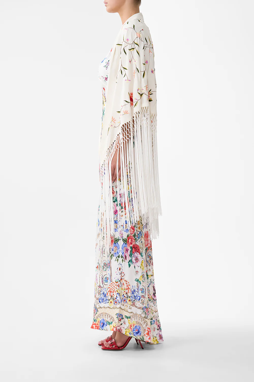MACRAME SHAWL SOLID CREAM - Image 4