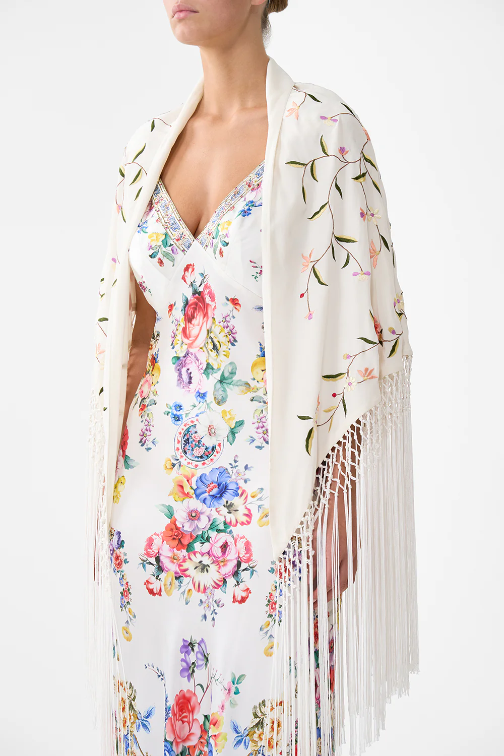 MACRAME SHAWL SOLID CREAM - Image 5