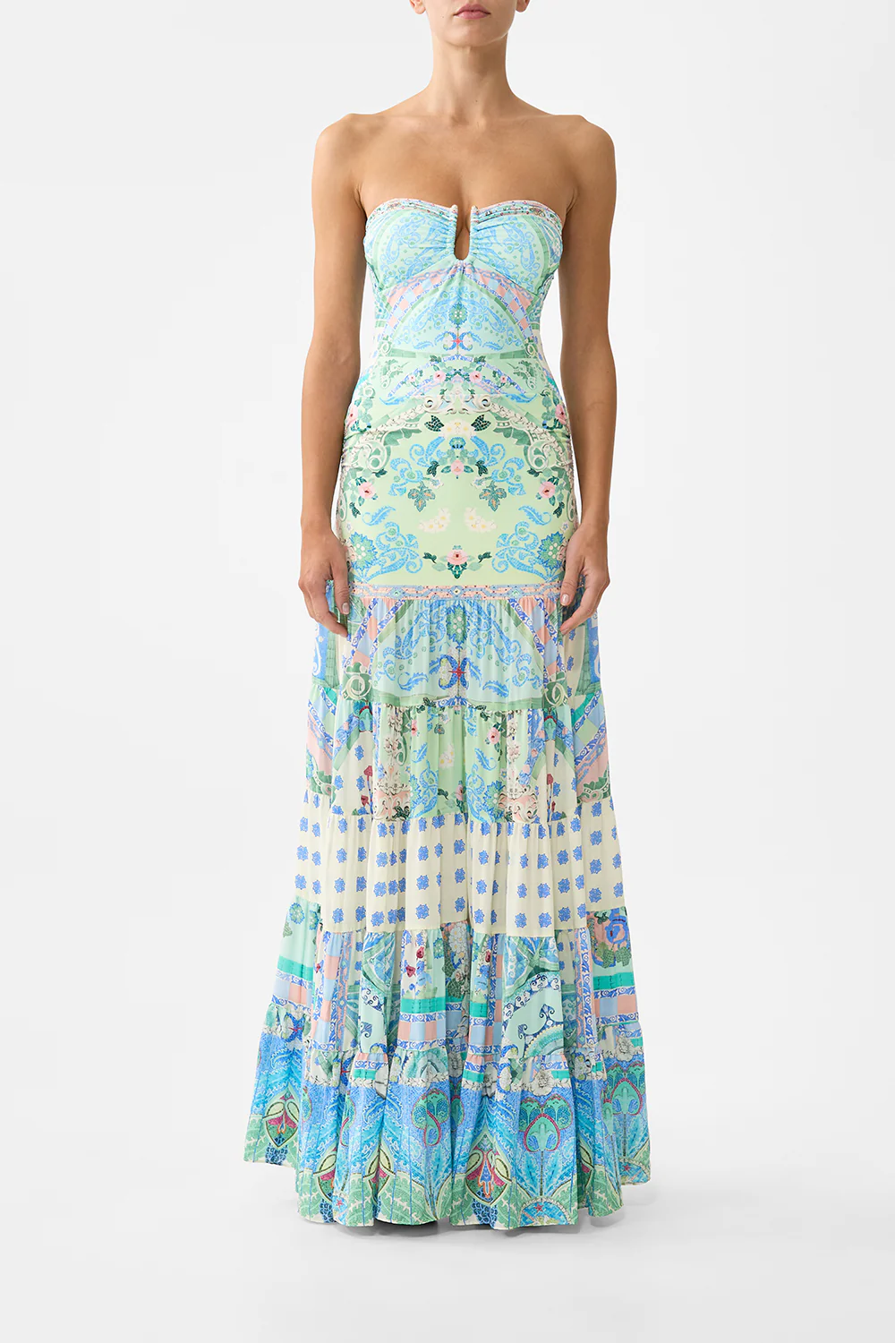 JERSEY SPLICED TIERED SKIRT MIDSUMMER MOSAICS