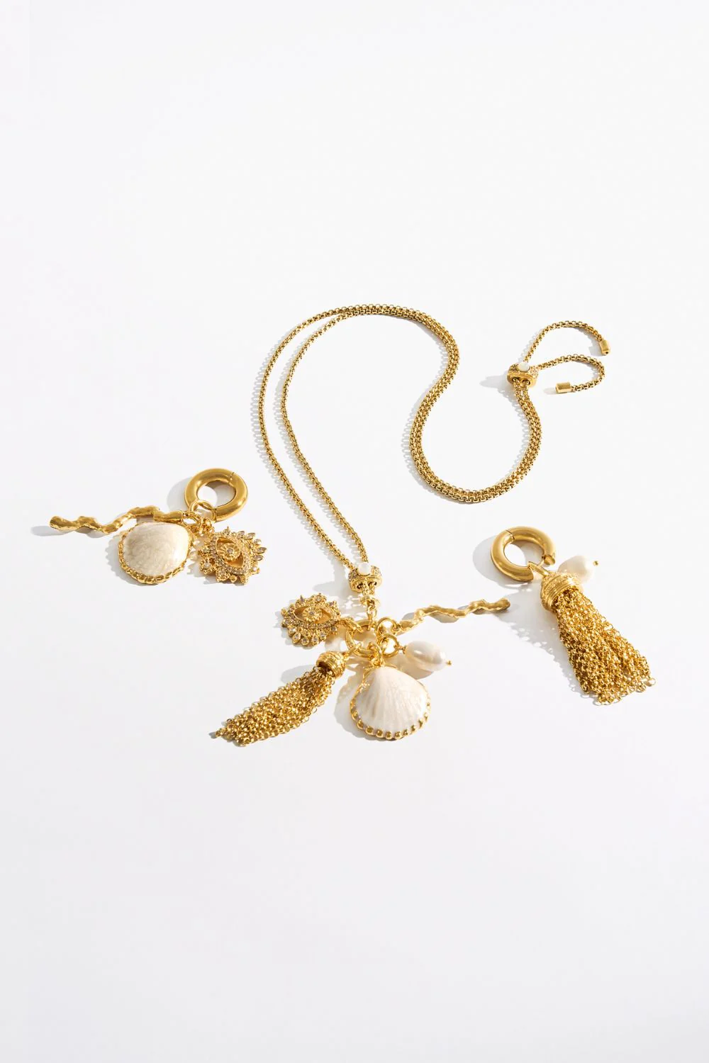 ENCHANTED OCEANIA ASYMMETRICAL DROP EARRINGS GOLD - Image 2