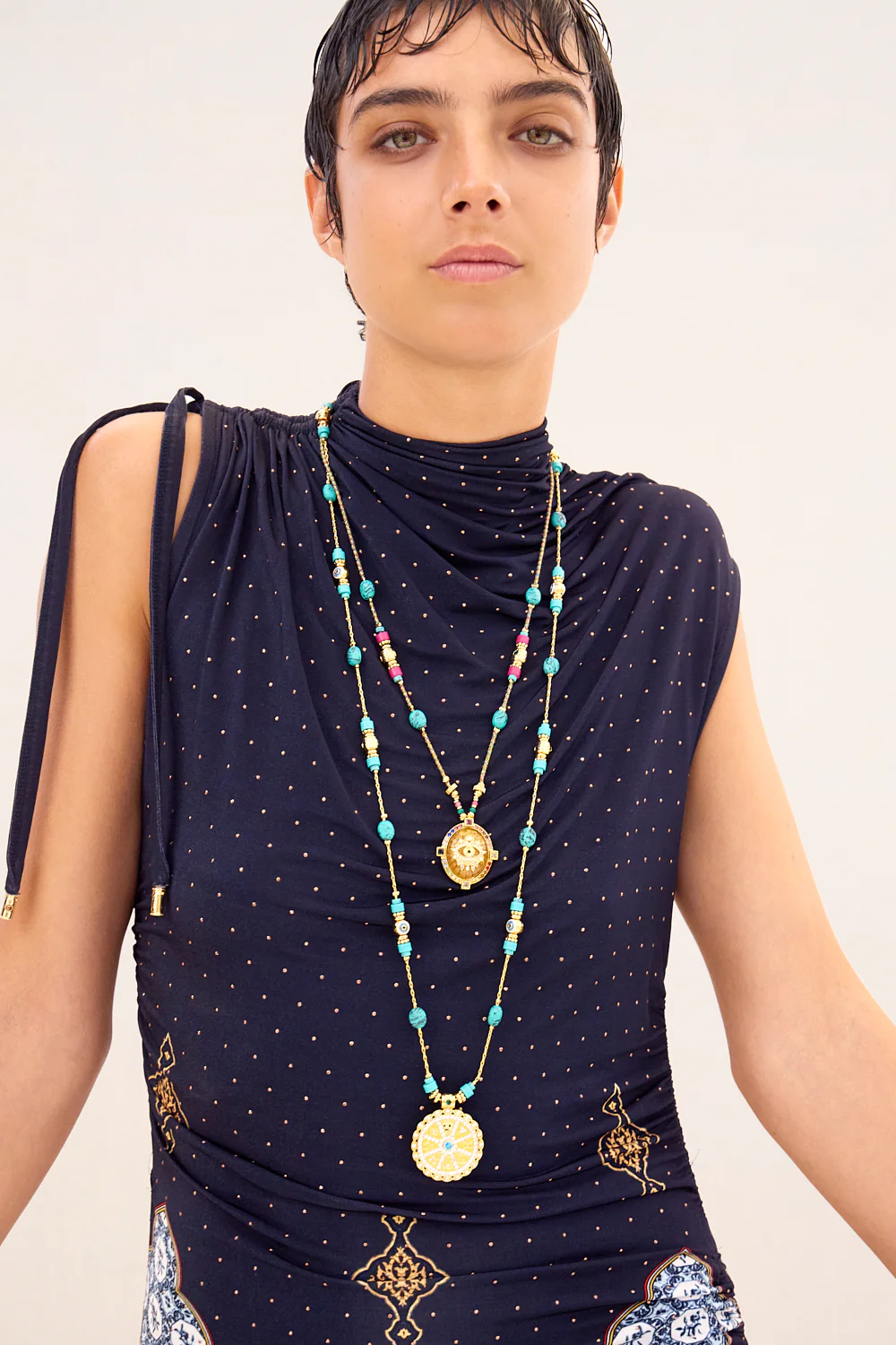 BOHEMIAN BABYLON LONG BEADED NECKLACE GOLD - Image 3