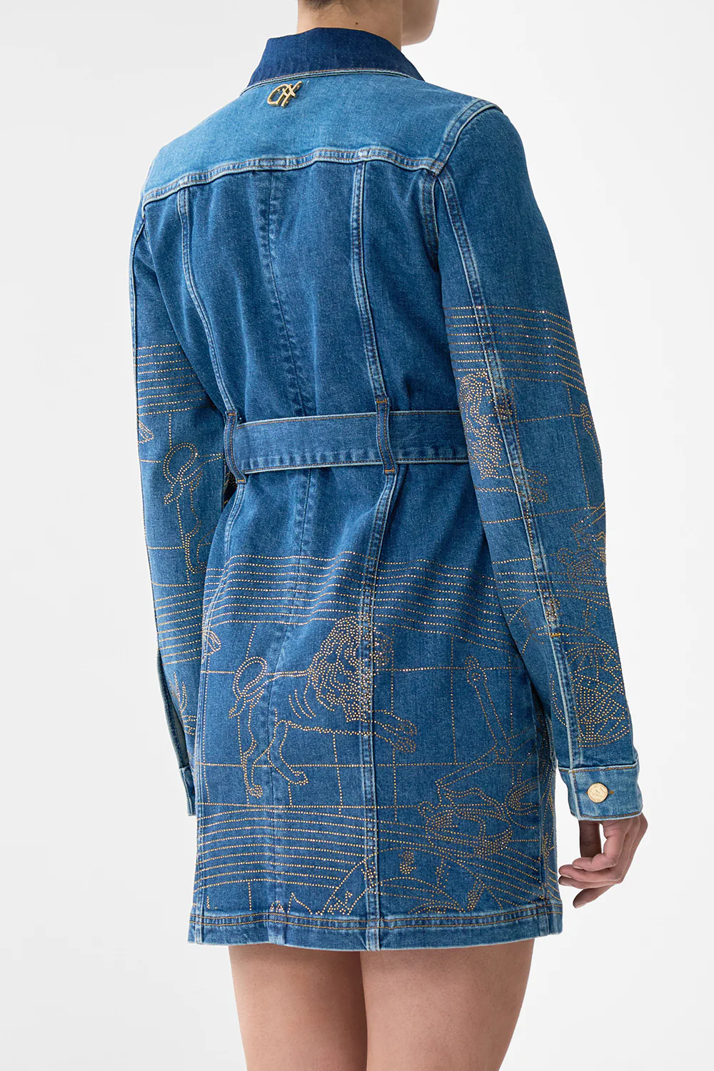 JENNA ZODIAC ZONE BELTED MINI DRESS DENIM - Image 5
