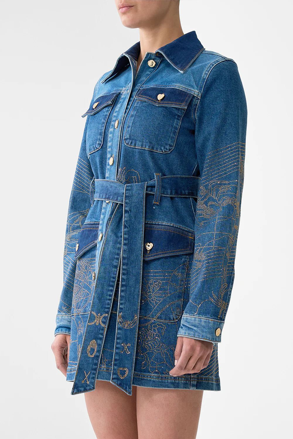 JENNA ZODIAC ZONE BELTED MINI DRESS DENIM - Image 8