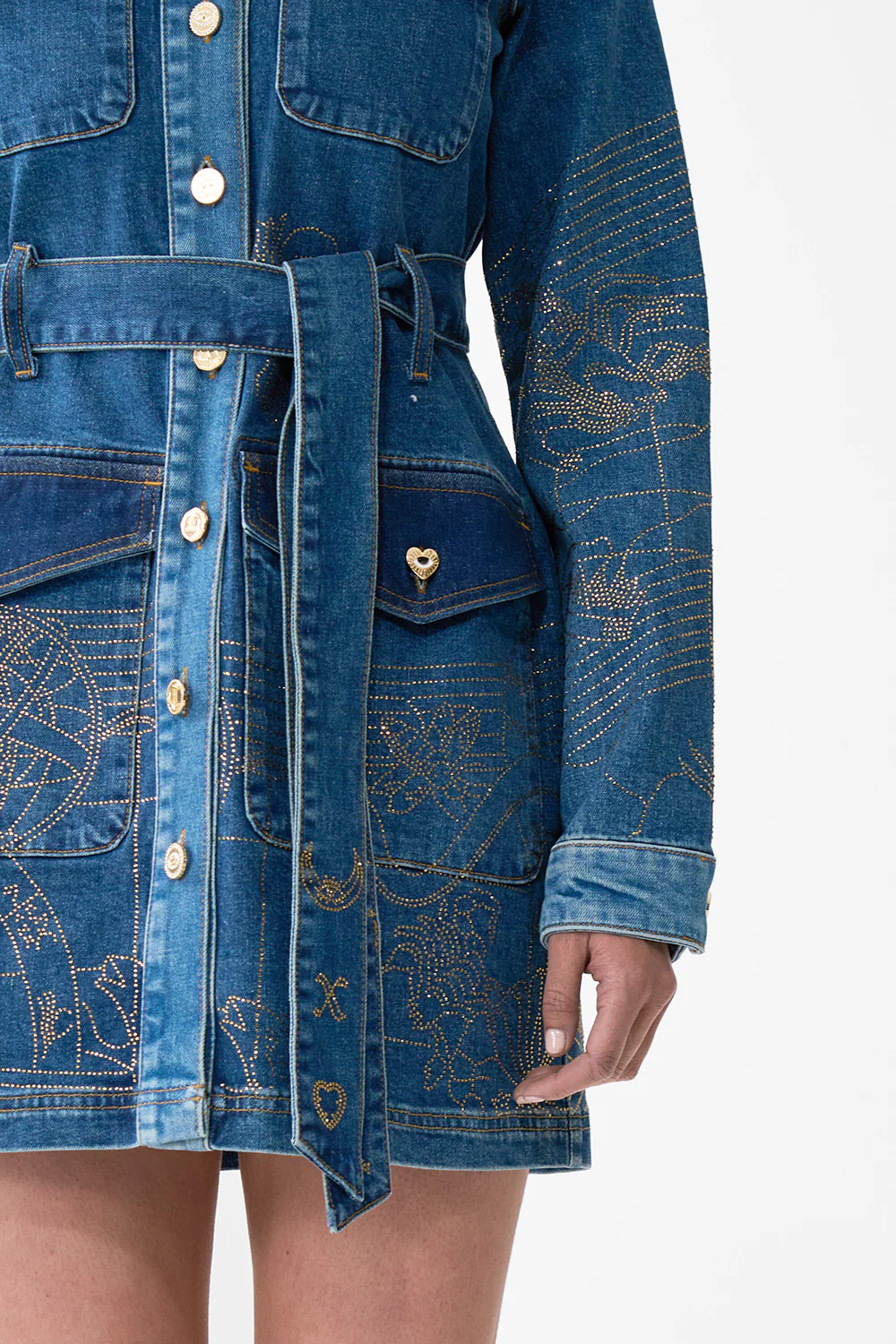 JENNA ZODIAC ZONE BELTED MINI DRESS DENIM - Image 9