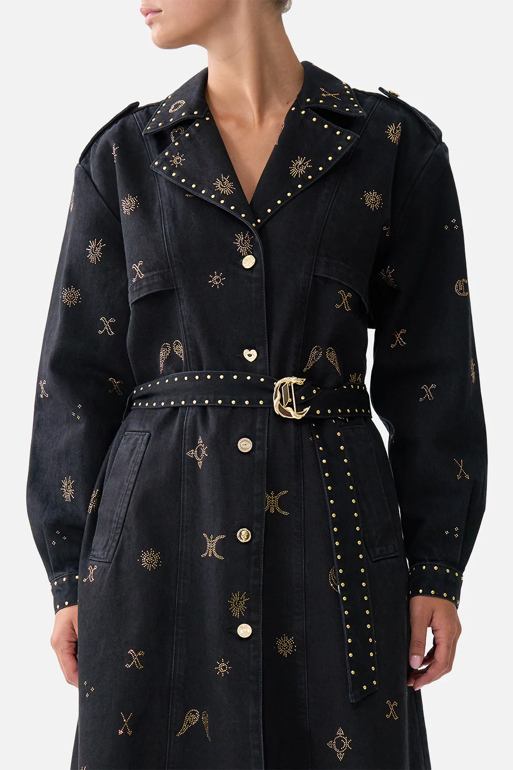 HEIRLOOM EMPIRE LONGLINE BELTED TRENCH COAT DENIM - Image 9