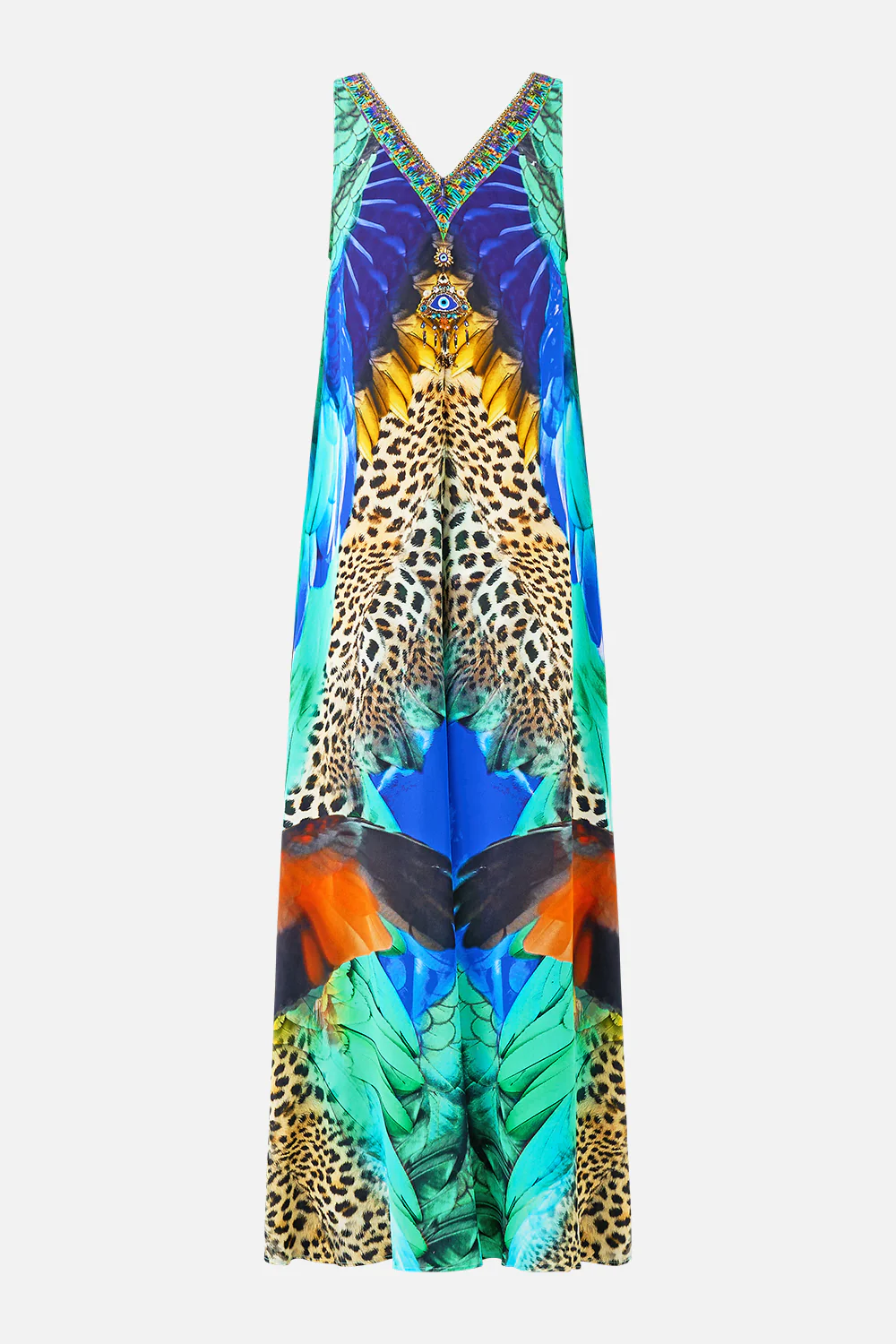 V NECK FLARED JUMPSUIT JUNGLE FLIGHT - Image 7