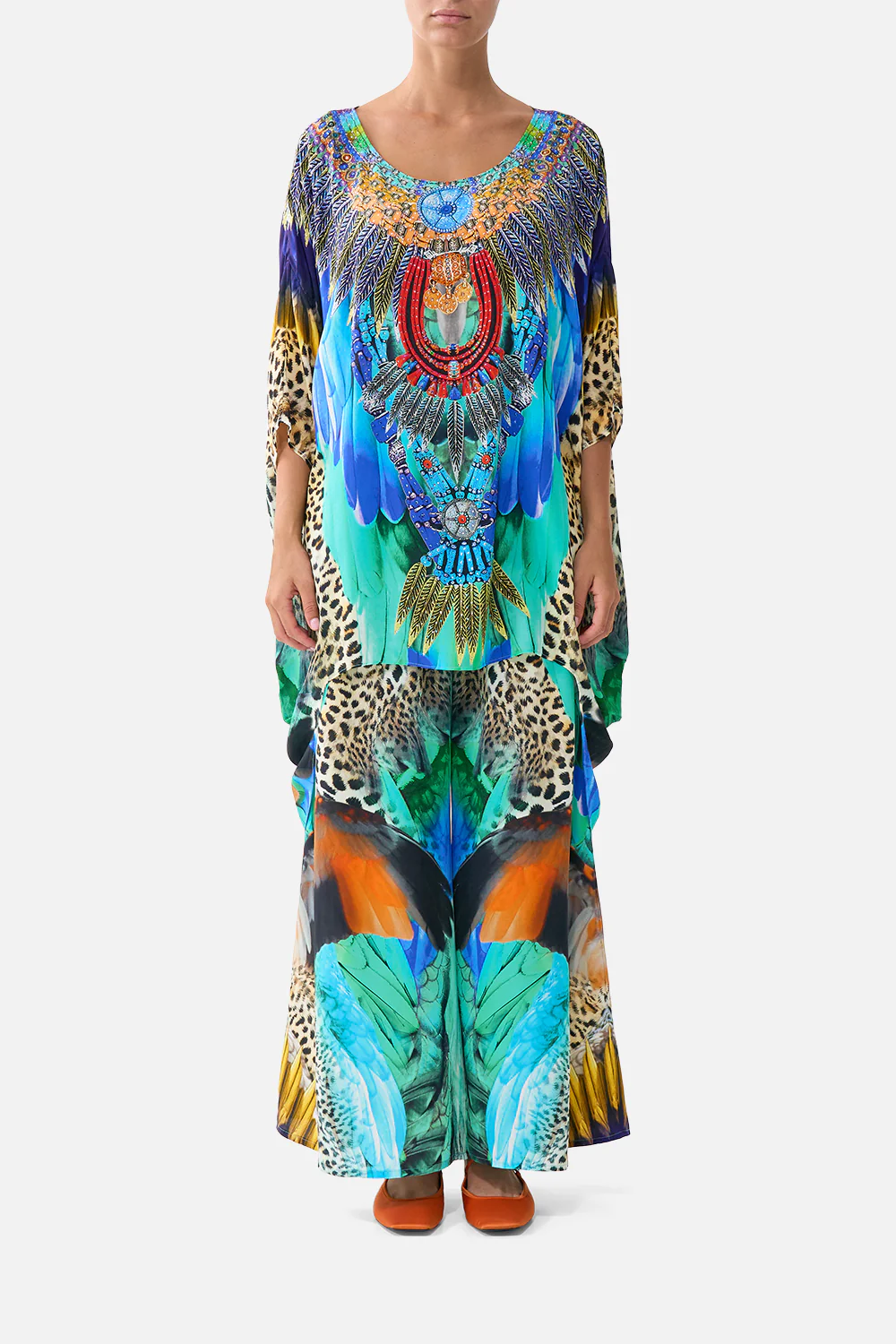 SCOOP BACK HEM DRESS JUNGLE FLIGHT