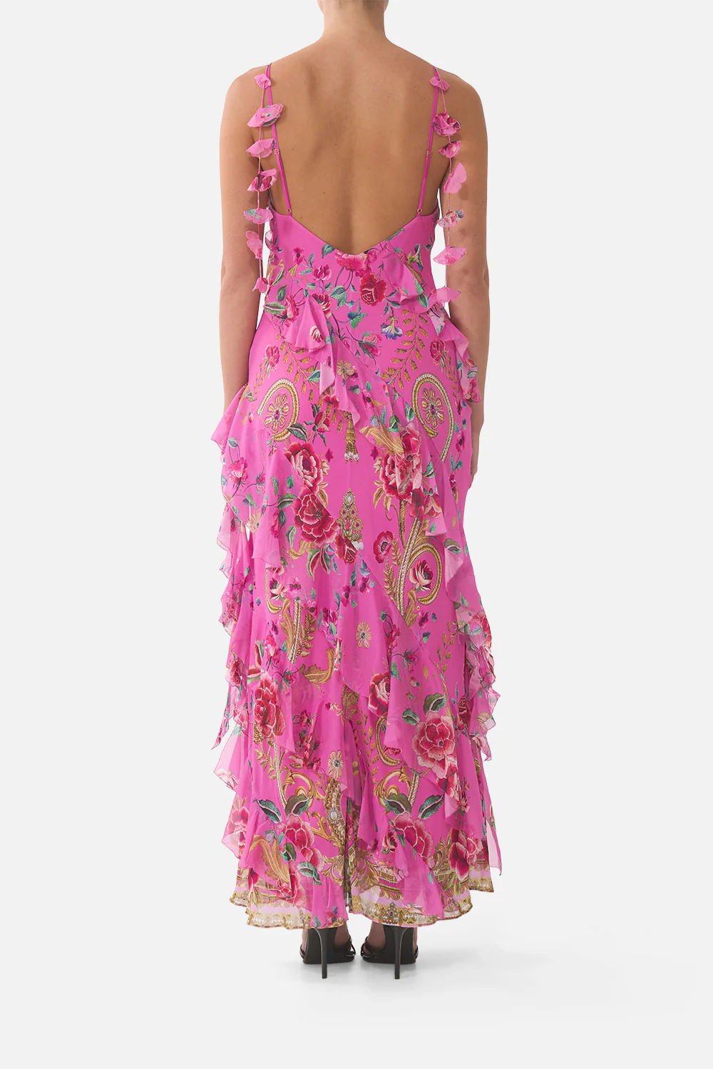 ASYMMETRICAL RUFFLE SLIP DRESS MATADORA FLORA - Image 2