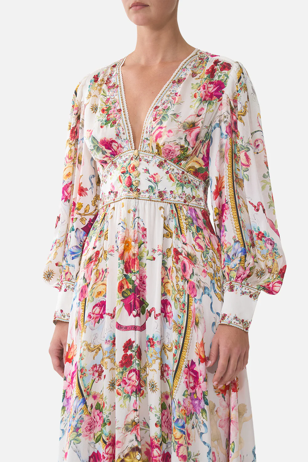 SHAPED WAISTBAND DRESS WITH GATHERED SLEEVES TORERO LIBERTINE - Image 5