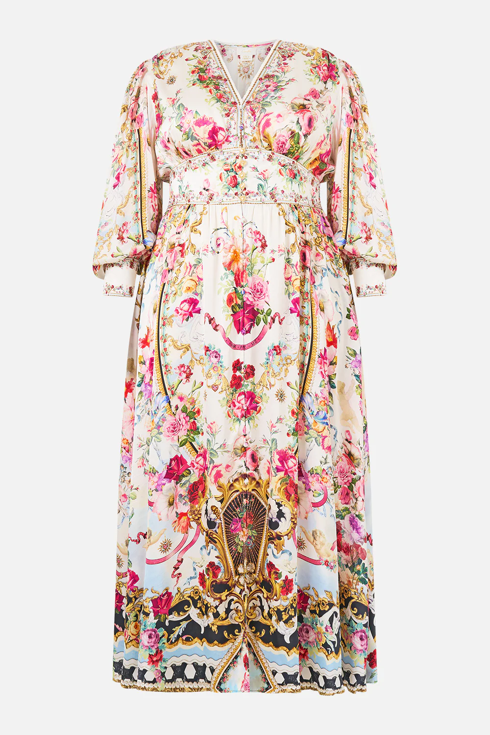 SHAPED WAISTBAND DRESS WITH GATHERED SLEEVES TORERO LIBERTINE - Image 8