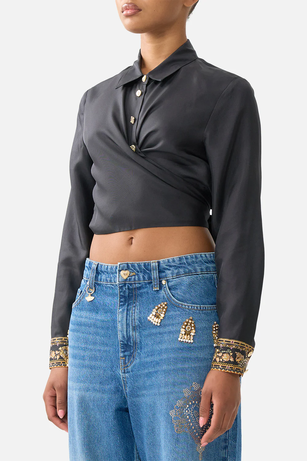 CROPPED WRAP SHIRT WITH TIE TAURUS RISING - Image 5