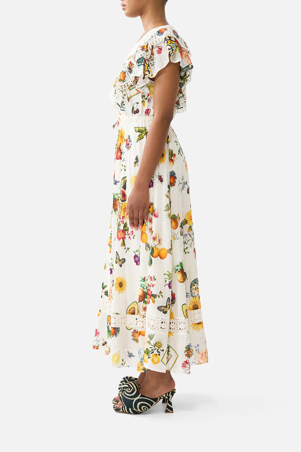 FLUTTER SLEEVE MIDI DRESS WITH FRILL DETAIL MAGIC OF THE MERCADO - Image 4