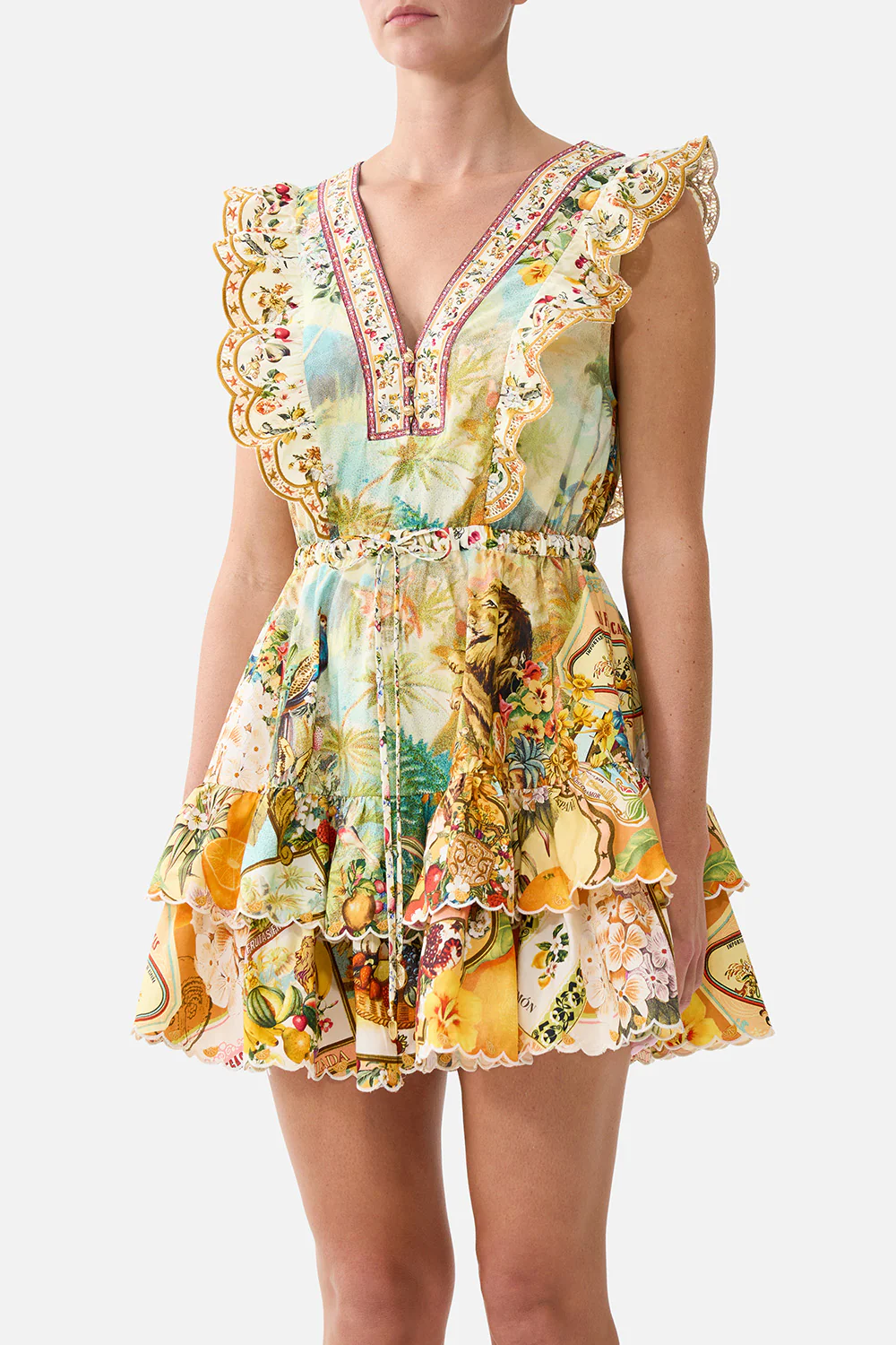 FRILL SLEEVE TIERED SHORT DRESS VA VA VINTAGE - Image 5
