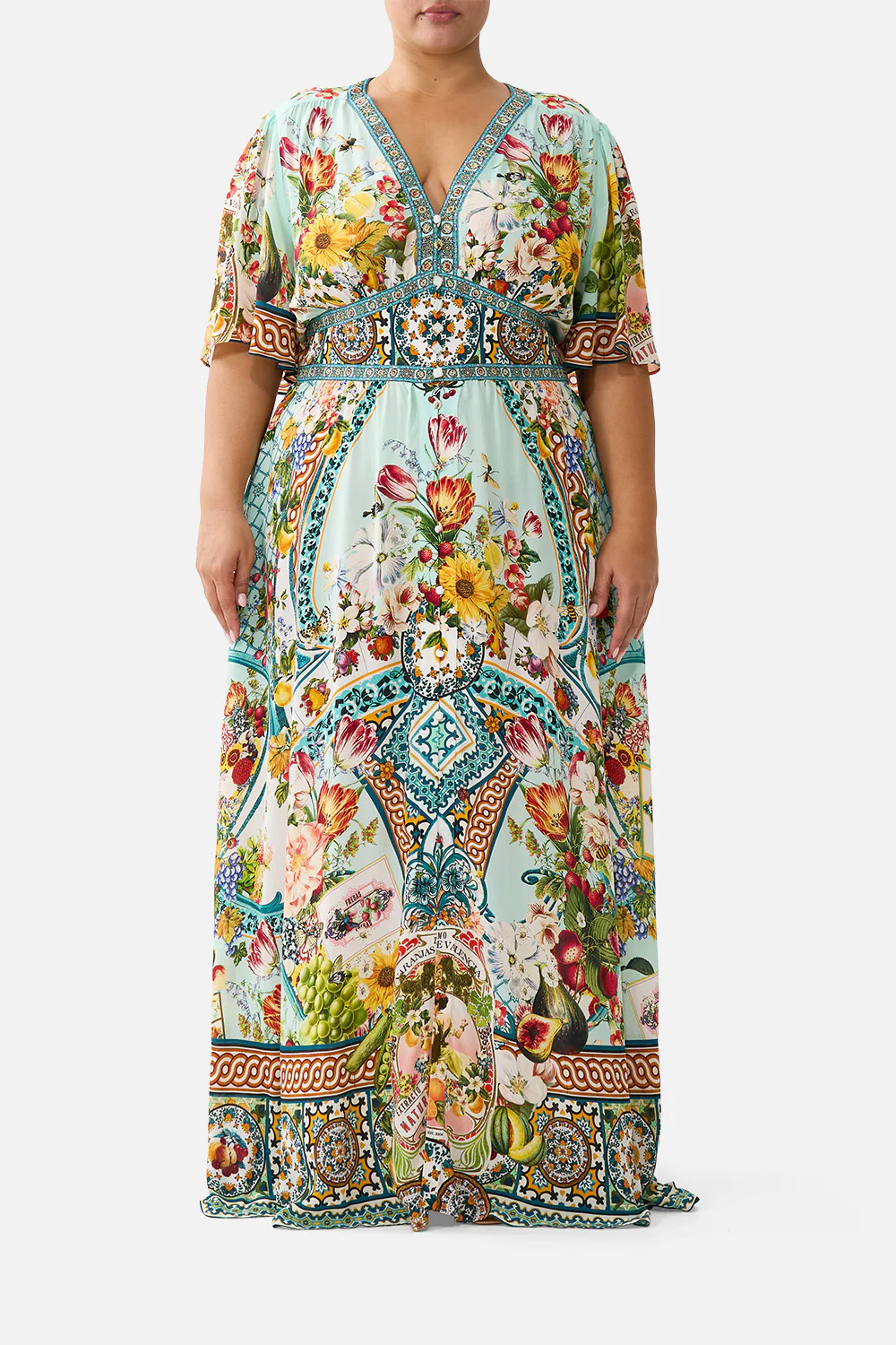 SHAPED WAISTBAND DRESS WITH FLUTTER SLEEVES MAGIC OF THE MERCADO - Image 10