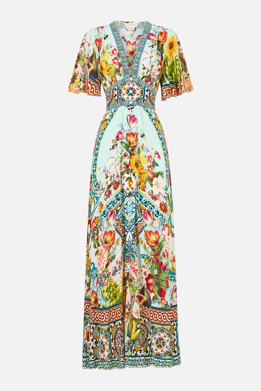SHAPED WAISTBAND DRESS WITH FLUTTER SLEEVES MAGIC OF THE MERCADO - Image 3