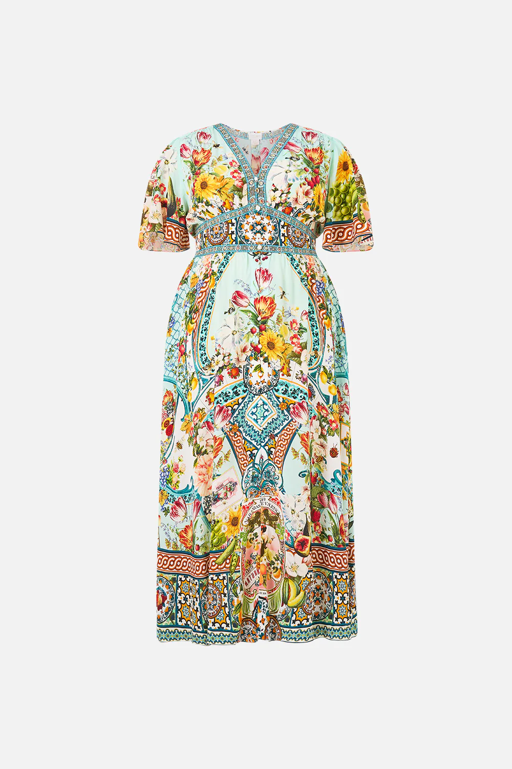 SHAPED WAISTBAND DRESS WITH FLUTTER SLEEVES MAGIC OF THE MERCADO - Image 8
