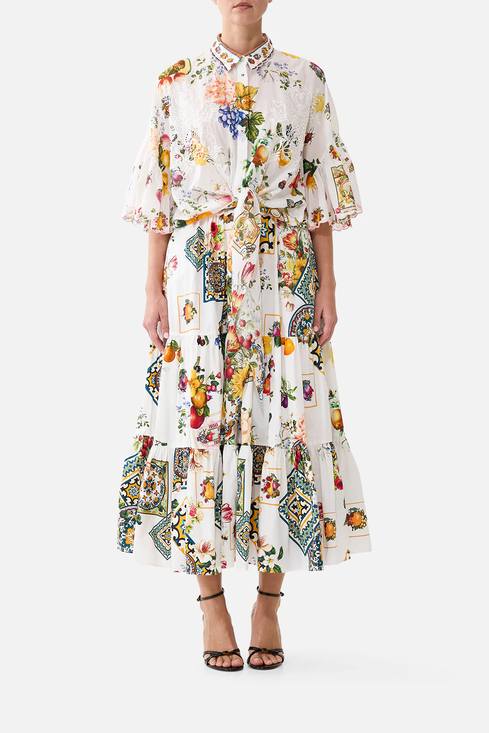 HIGH WAISTED TIERED MIDI SKIRT MAGIC OF THE MERCADO