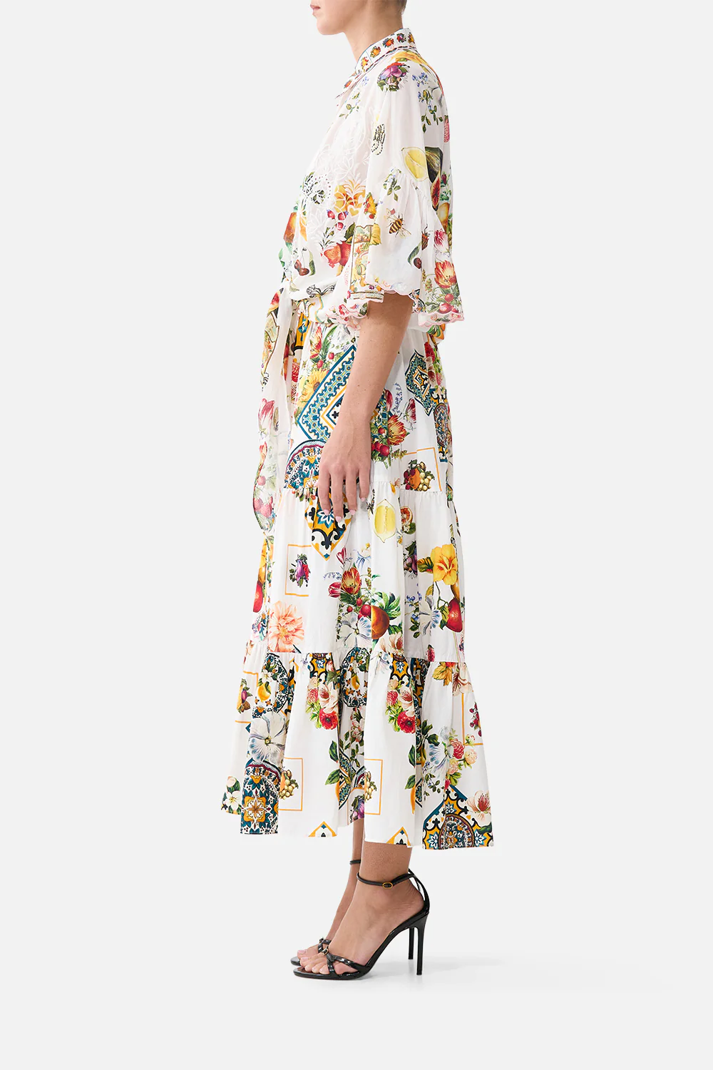 HIGH WAISTED TIERED MIDI SKIRT MAGIC OF THE MERCADO - Image 4