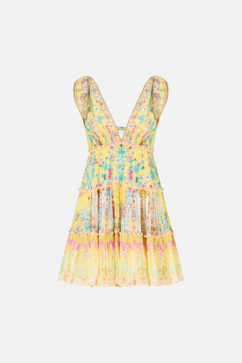 TIERED SHORT DRESS WITH SHOULDER TIES BARCELONA BEBE - Image 3