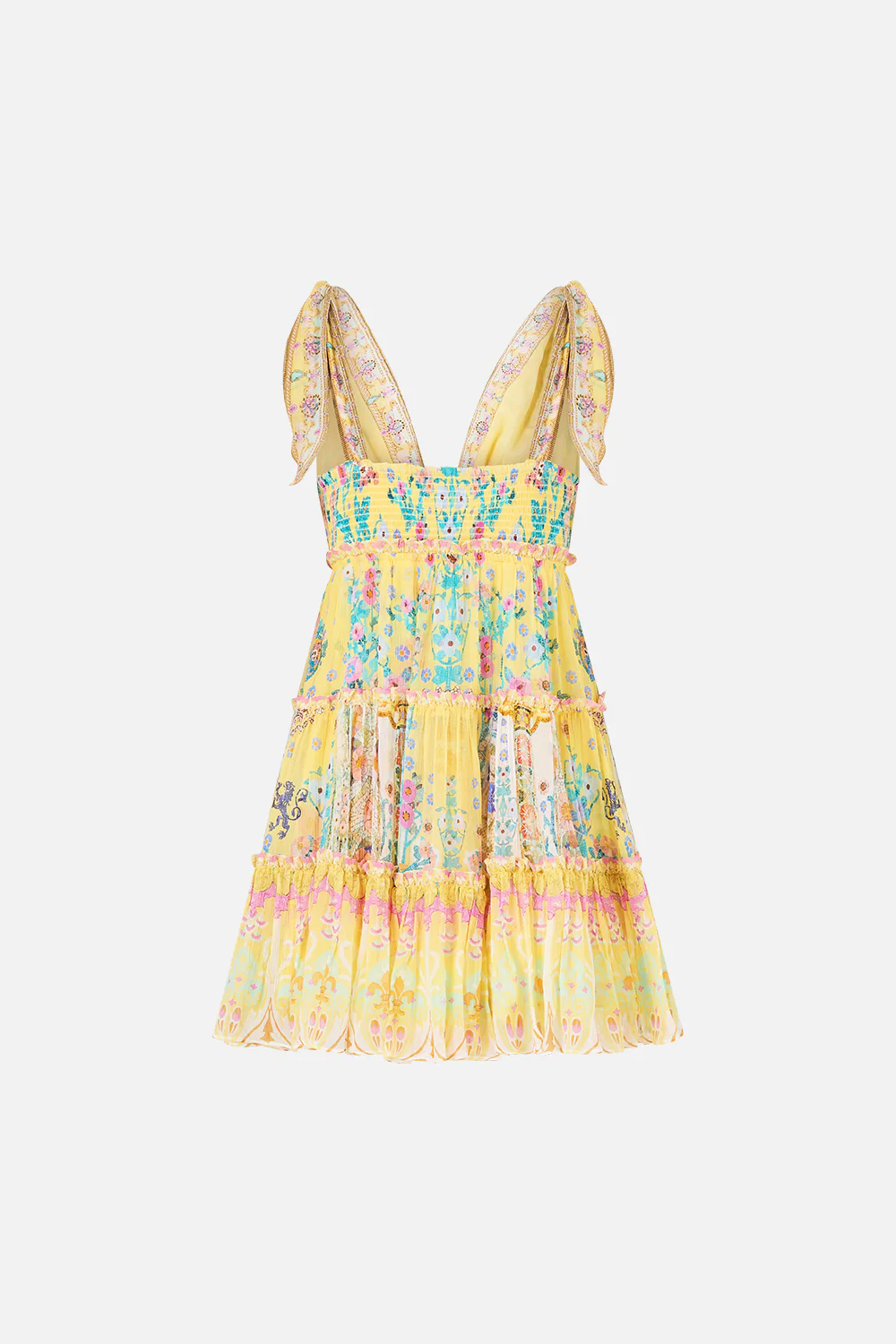 TIERED SHORT DRESS WITH SHOULDER TIES BARCELONA BEBE - Image 6