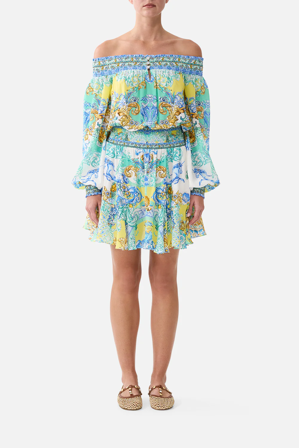 OFF SHOULDER SHORT DRESS DIAL UP THE TILES