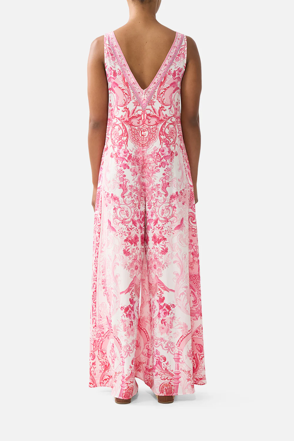 V NECK FLARED JUMPSUIT LIVIN LA VIDA ROSA - Image 2