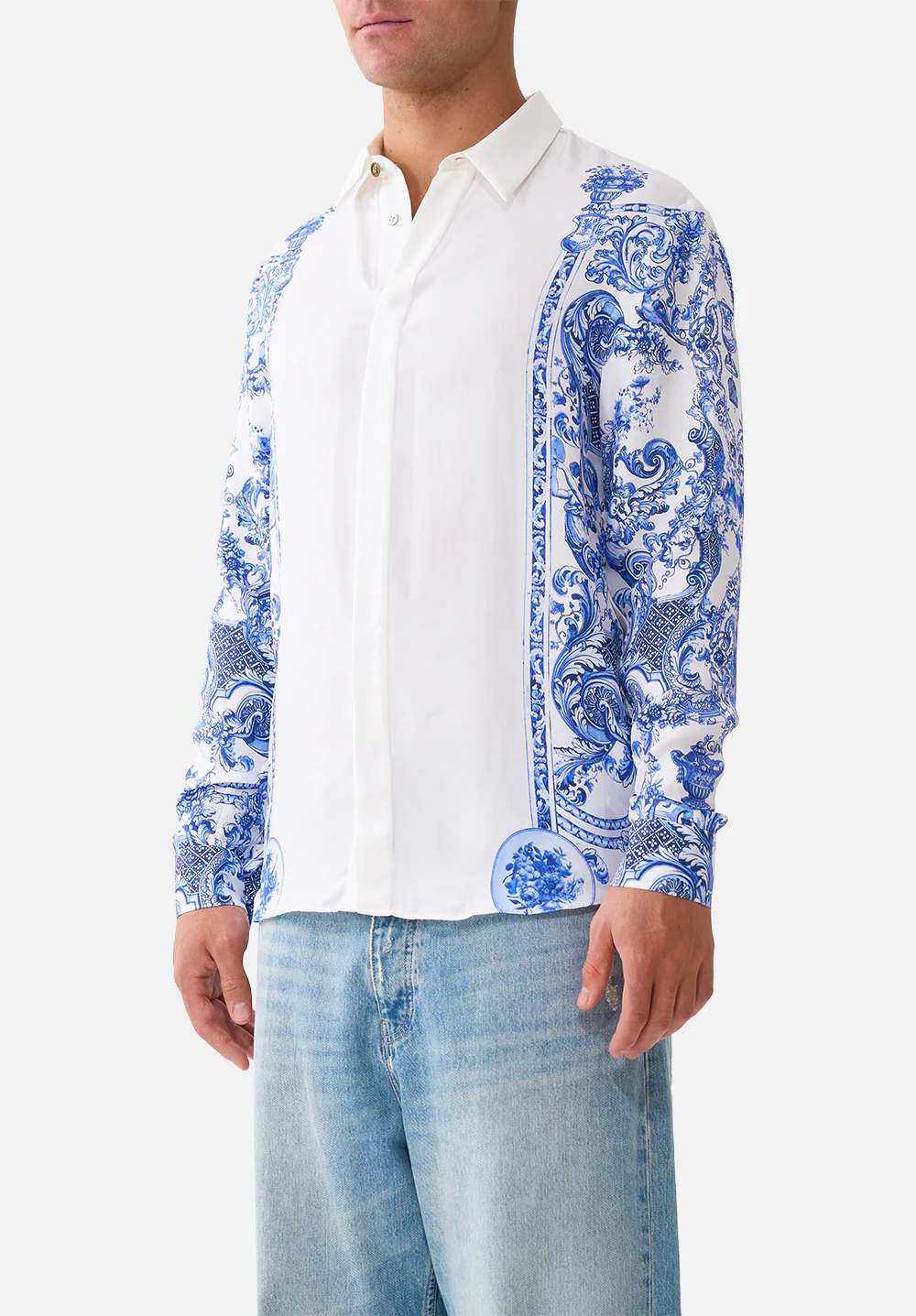 LONG SLEEVE HIDDEN PLACKET SHIRT CERAMIC PANORAMIC - Image 5