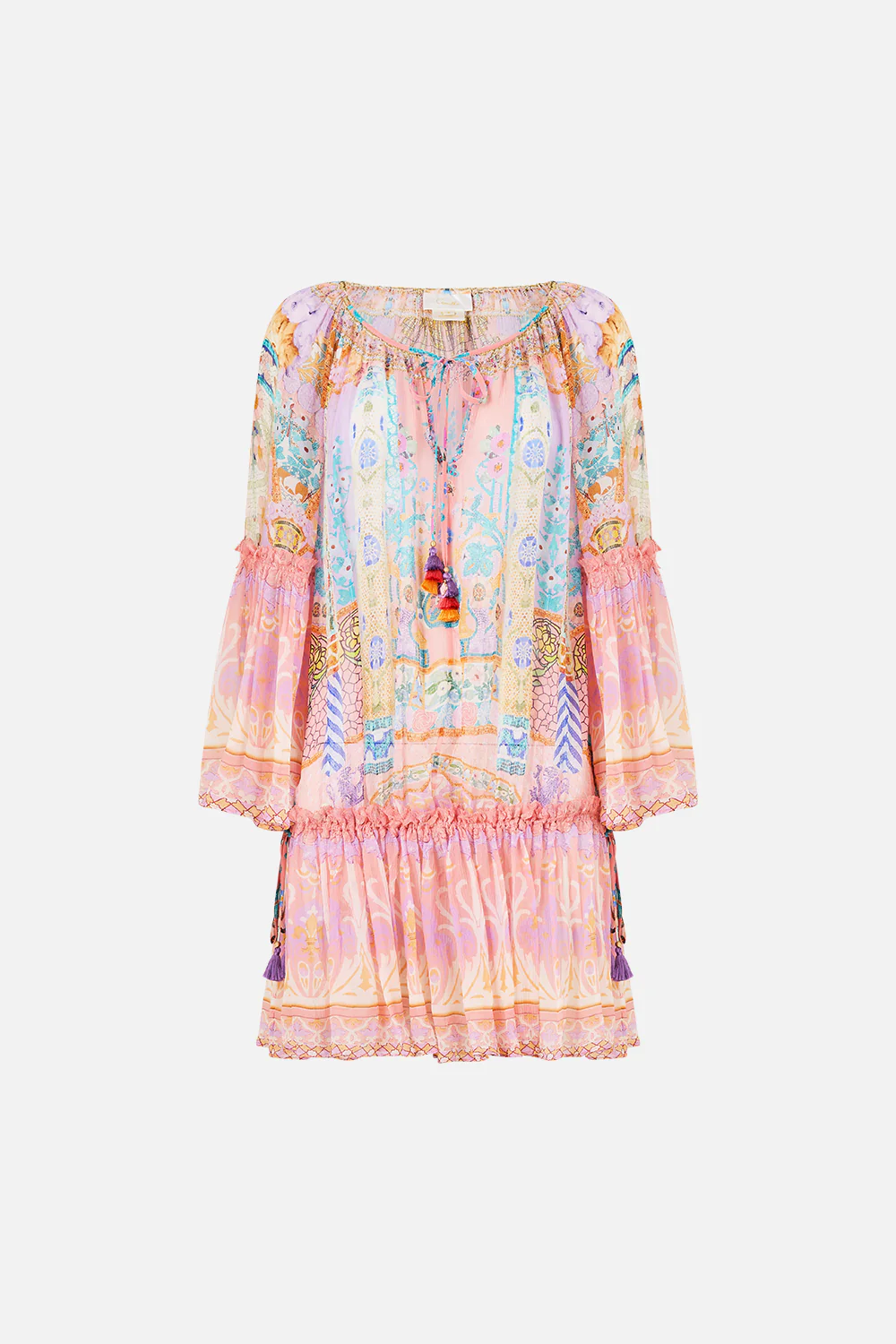 SHORT DROPPED WAIST DRESS WITH BELL SLEEVE HOWDY GAUDI - Image 3