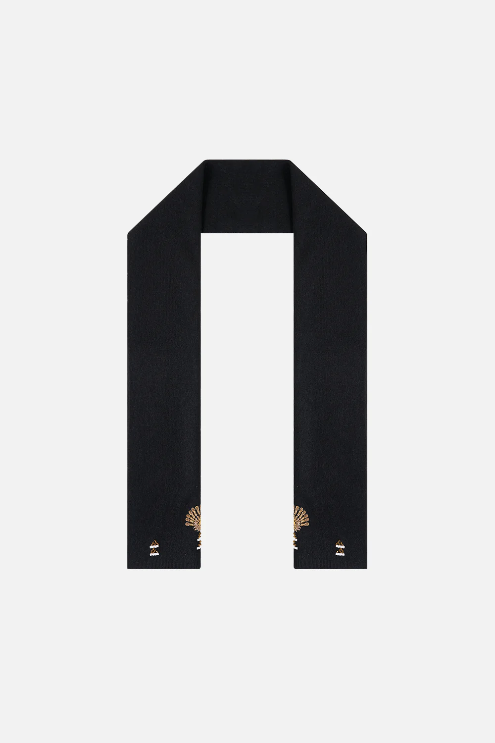 EMBELLISHED SCARF SOLID BLACK