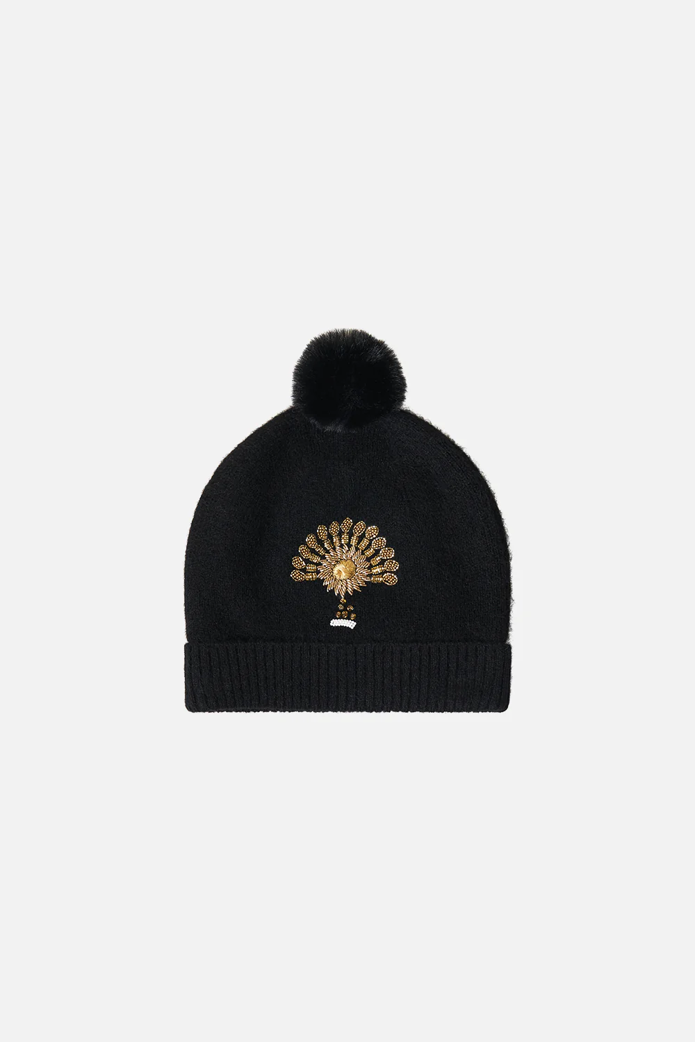 EMBELLISHED BEANIE SOLID BLACK