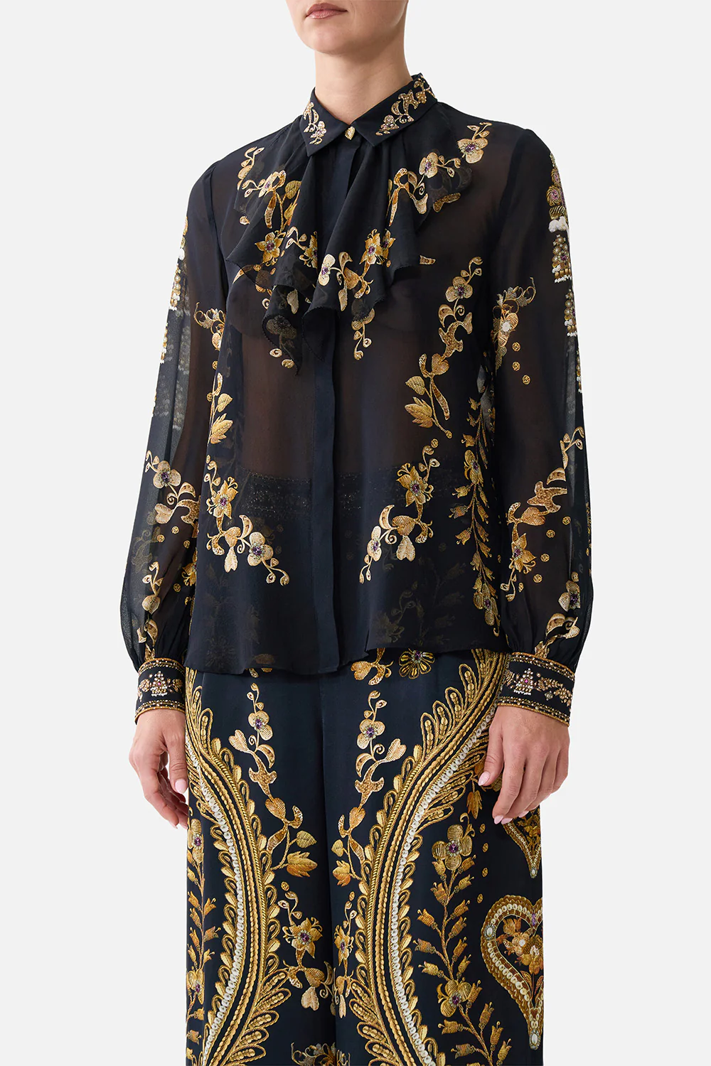 COLLARED SHIRT WITH FRILL NECK DETAIL TAURUS RISING - Image 5