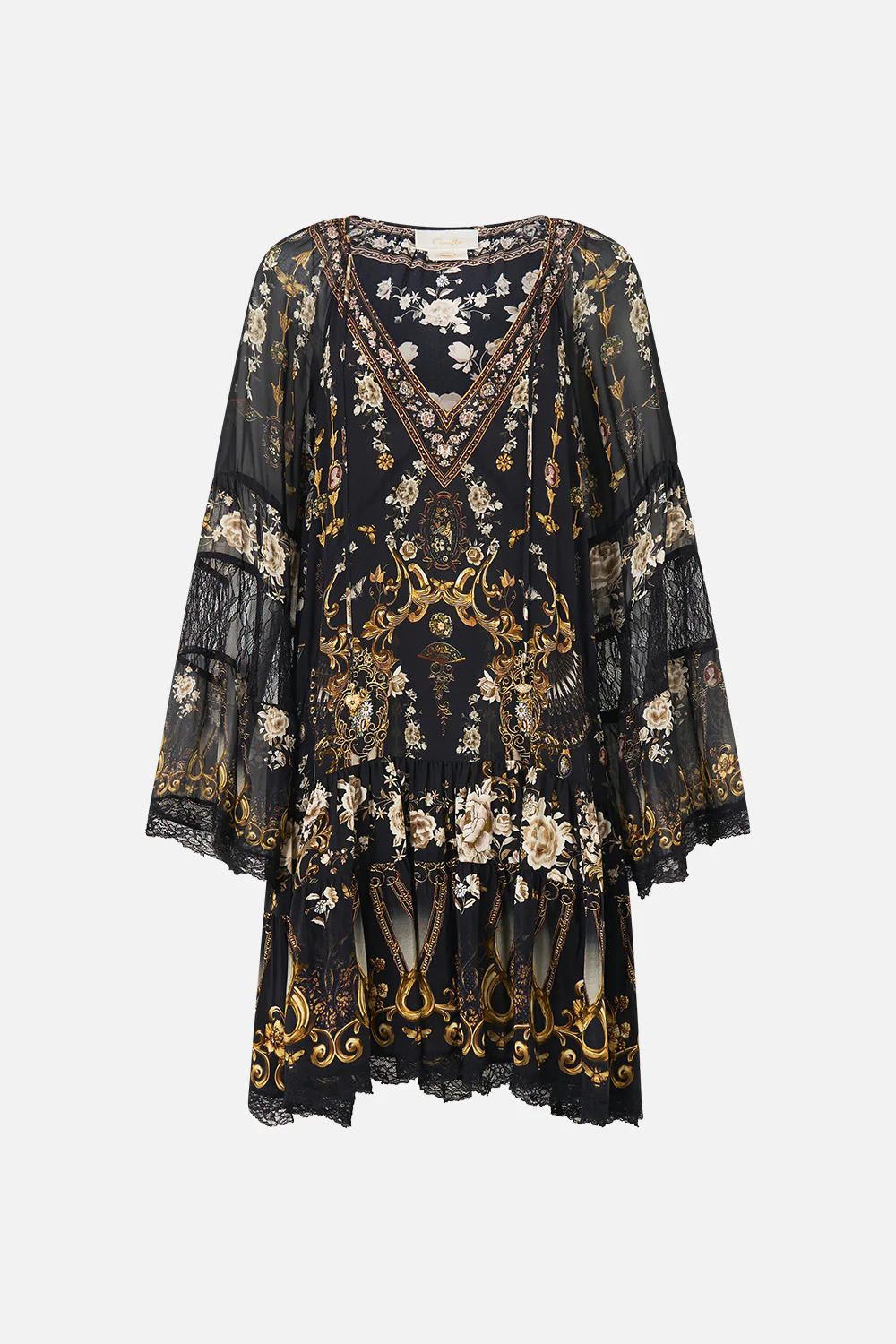 A-LINE GATHERED PANEL DRESS FLAMENCO FOLKLORE - Image 3