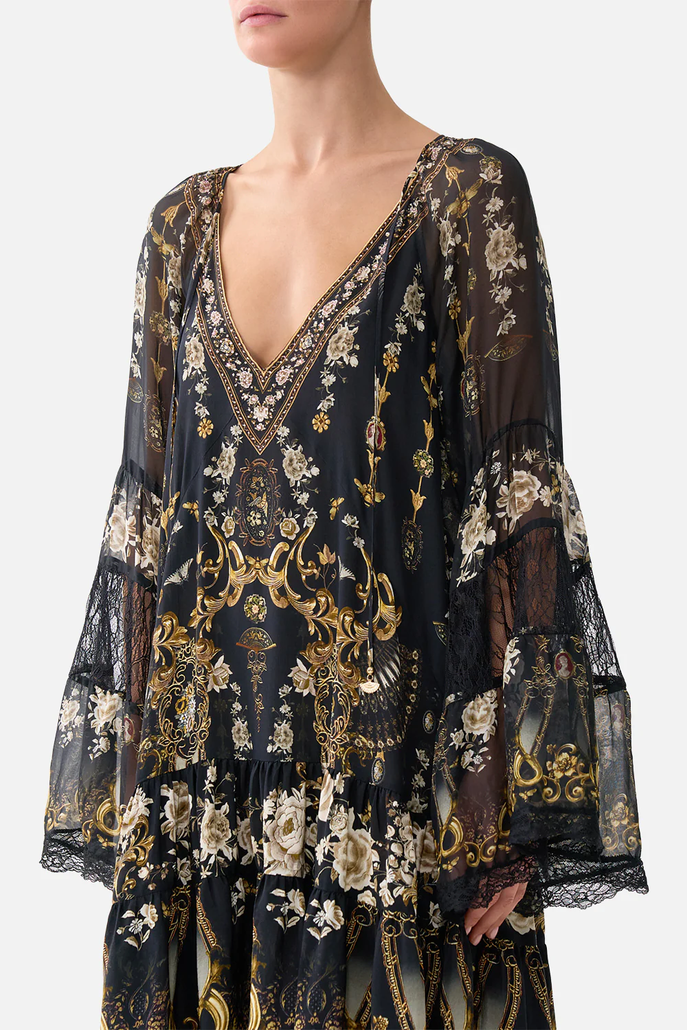 A-LINE GATHERED PANEL DRESS FLAMENCO FOLKLORE - Image 5
