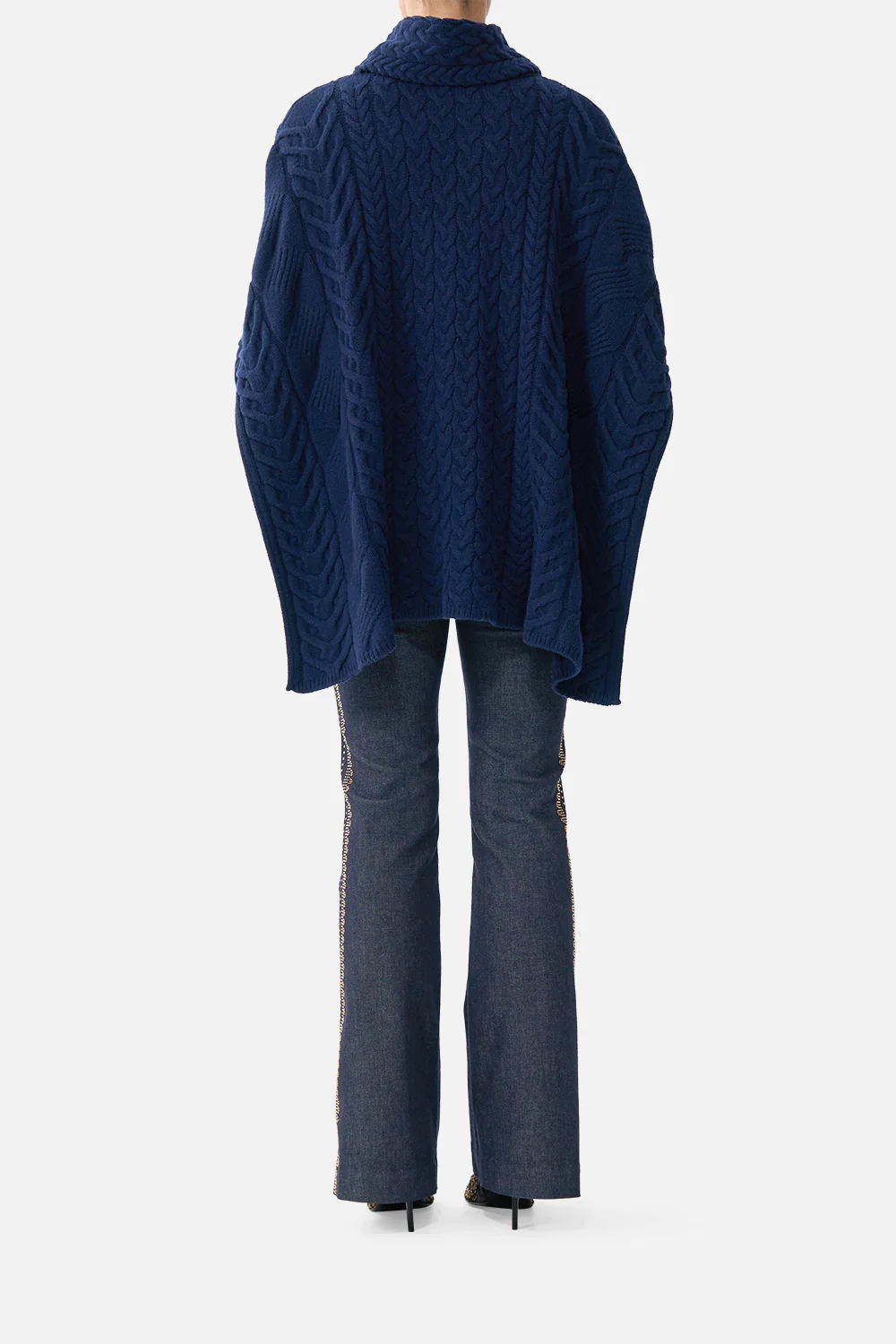 FUNNEL NECK KNIT PONCHO NOTES FROM THE BLUE ROOM - Image 2