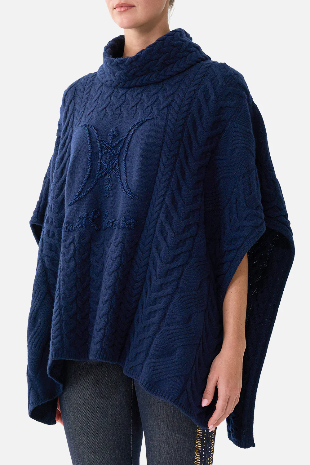 FUNNEL NECK KNIT PONCHO NOTES FROM THE BLUE ROOM - Image 5