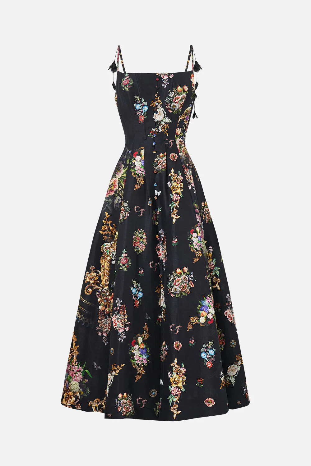 CORSET DRESS WITH LONG FLARED SKIRT NIGHT GARDEN - Image 3