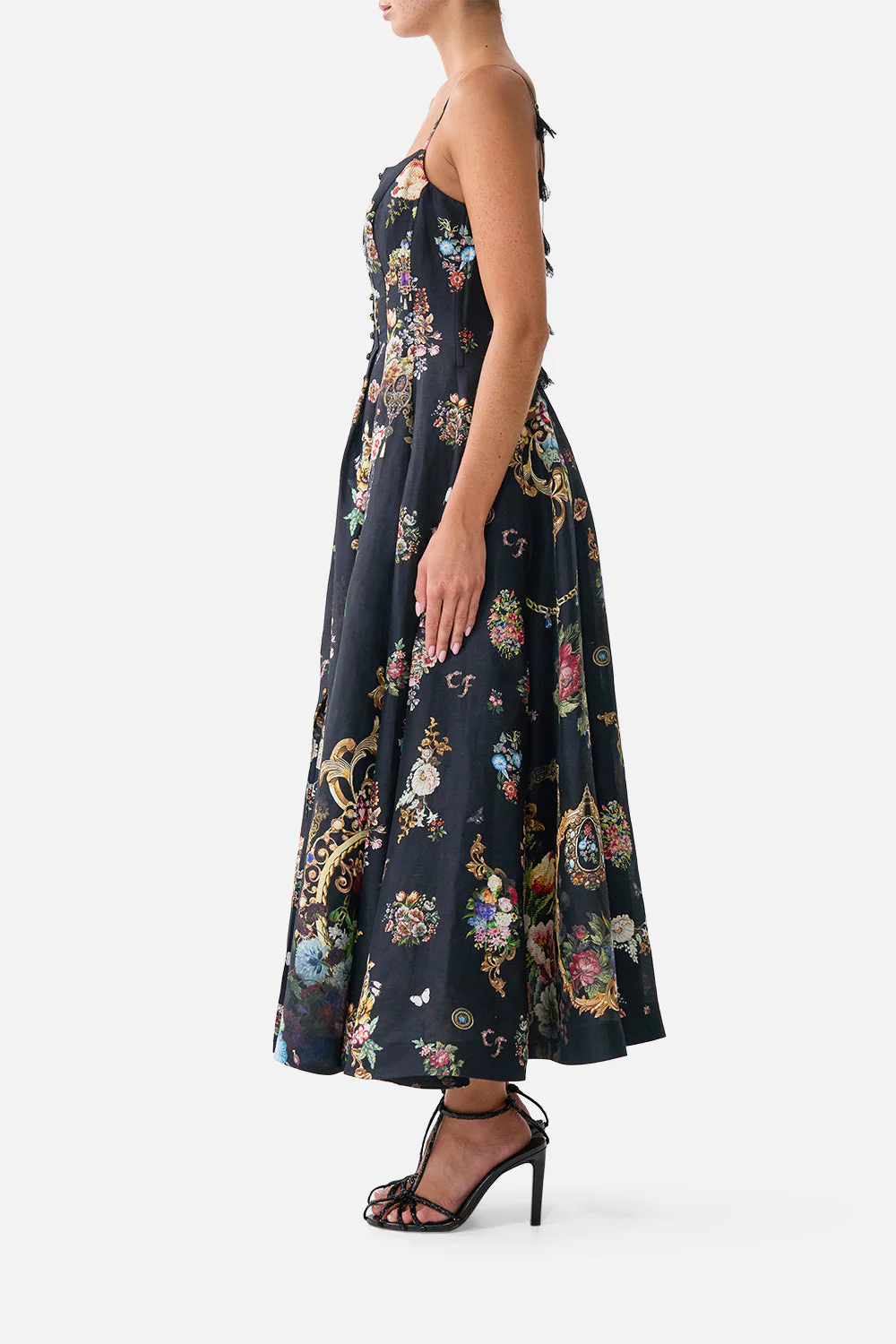 CORSET DRESS WITH LONG FLARED SKIRT NIGHT GARDEN - Image 4