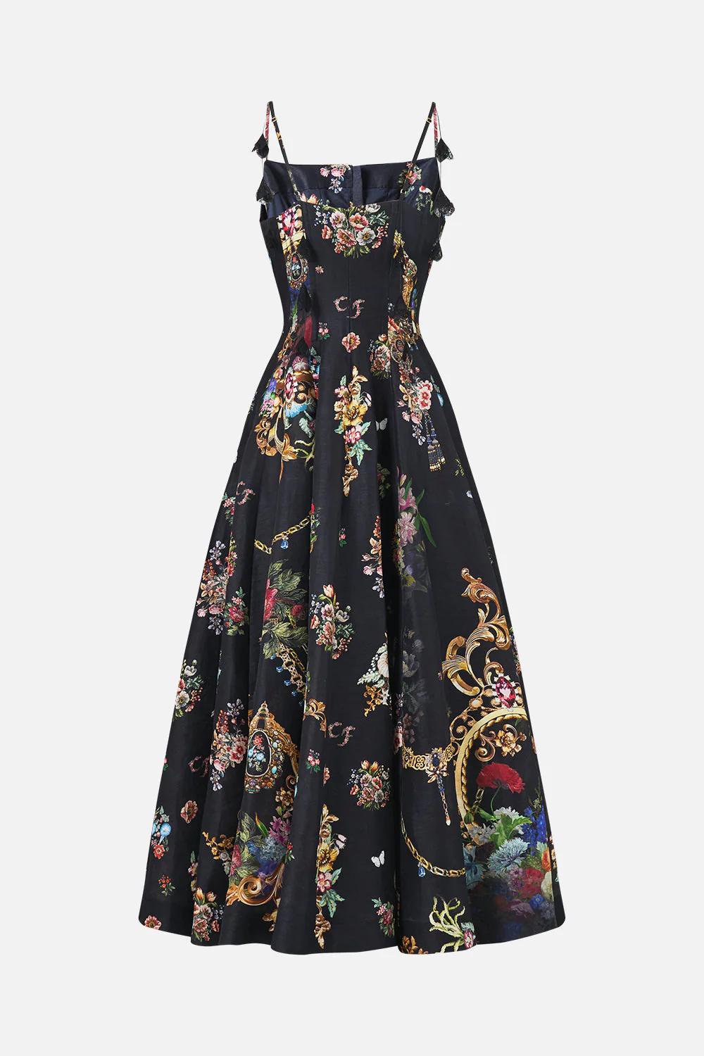 CORSET DRESS WITH LONG FLARED SKIRT NIGHT GARDEN - Image 6