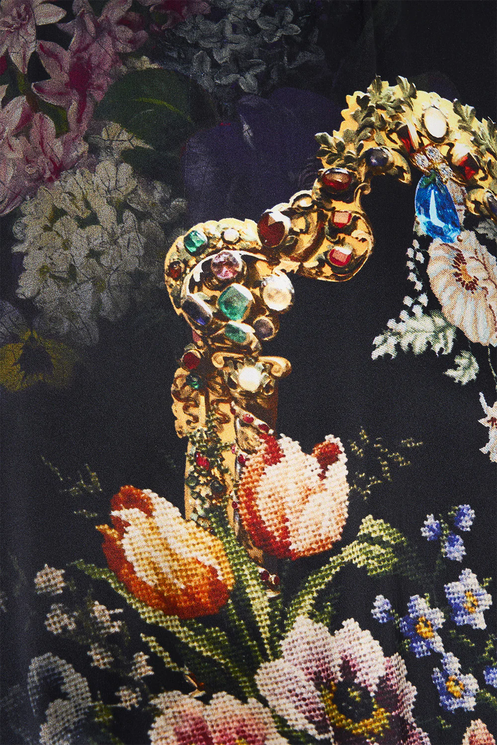 RELAXED CROPPED CREW NECK JUMPER NIGHT GARDEN - Image 7